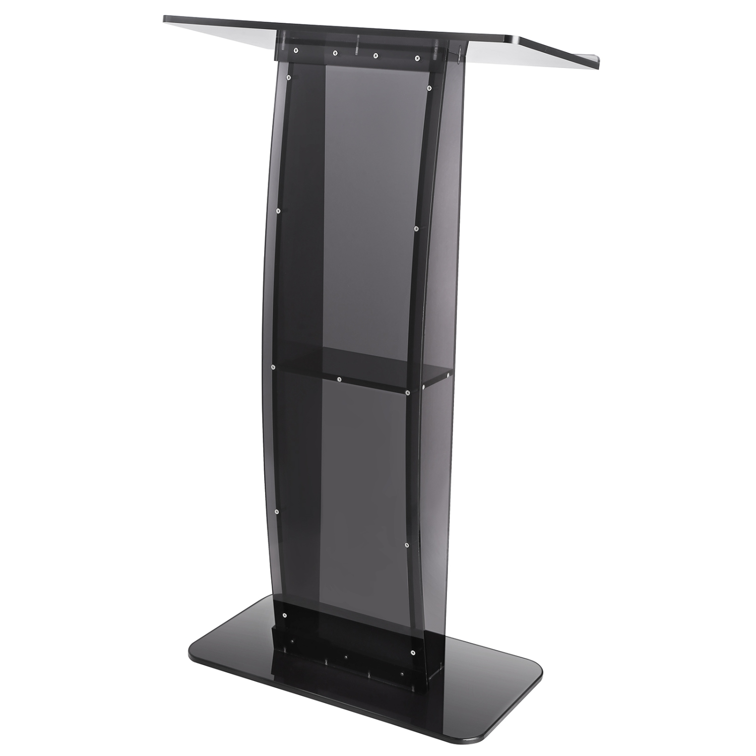 VEVOR 47" Acrylic Podium, Acrylic Podium Stand with Wide Reading Surface & Storage Shelf, Floor-standing Clear Pulpits Acrylic for Church Office