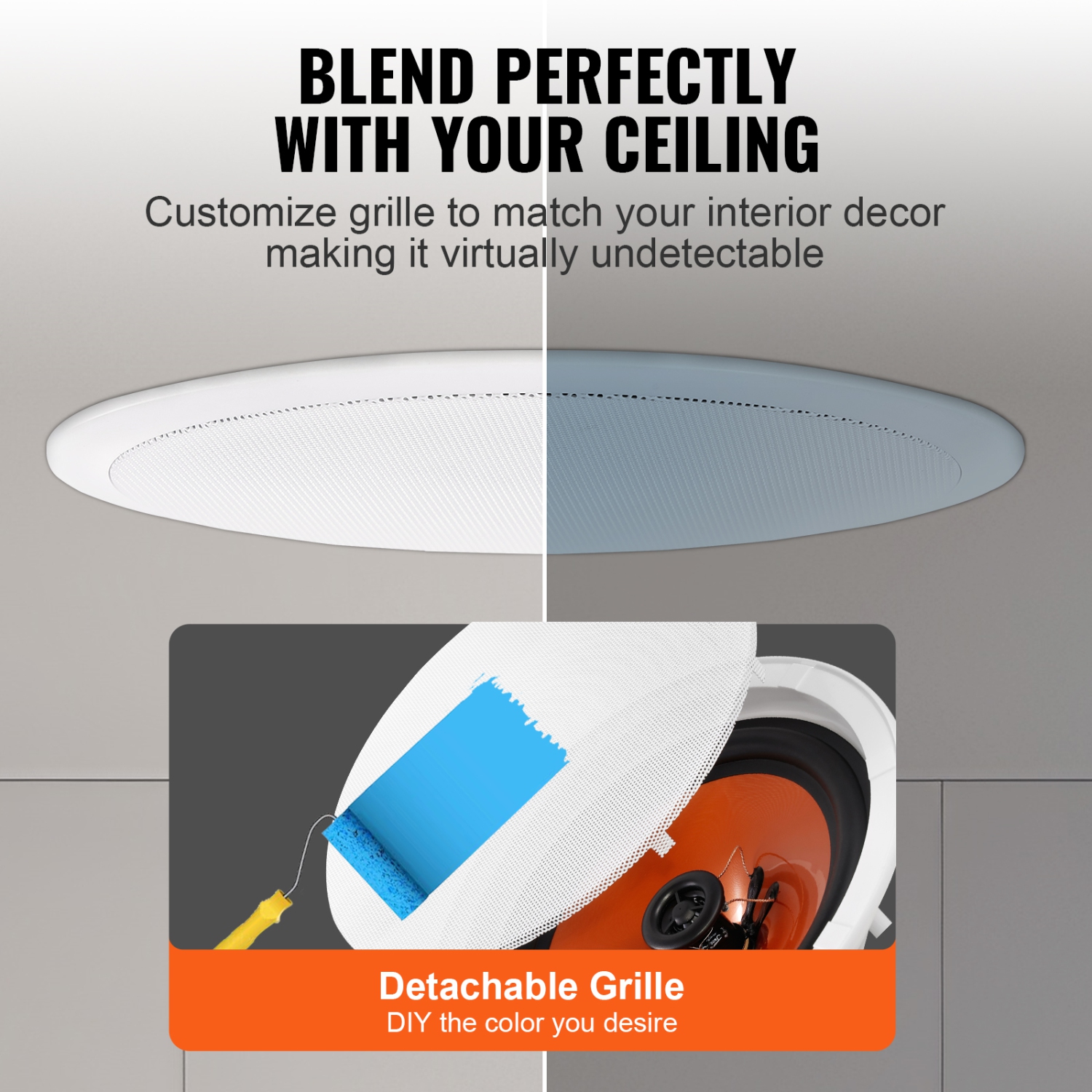 VEVOR 4 PCs 8 Inch in Ceiling Speakers, 100-Watts, Flush Mount Ceiling & in-Wall Speakers with 8ΩImpedance 89dB Sensitivity, for Home/Kitchen/Living