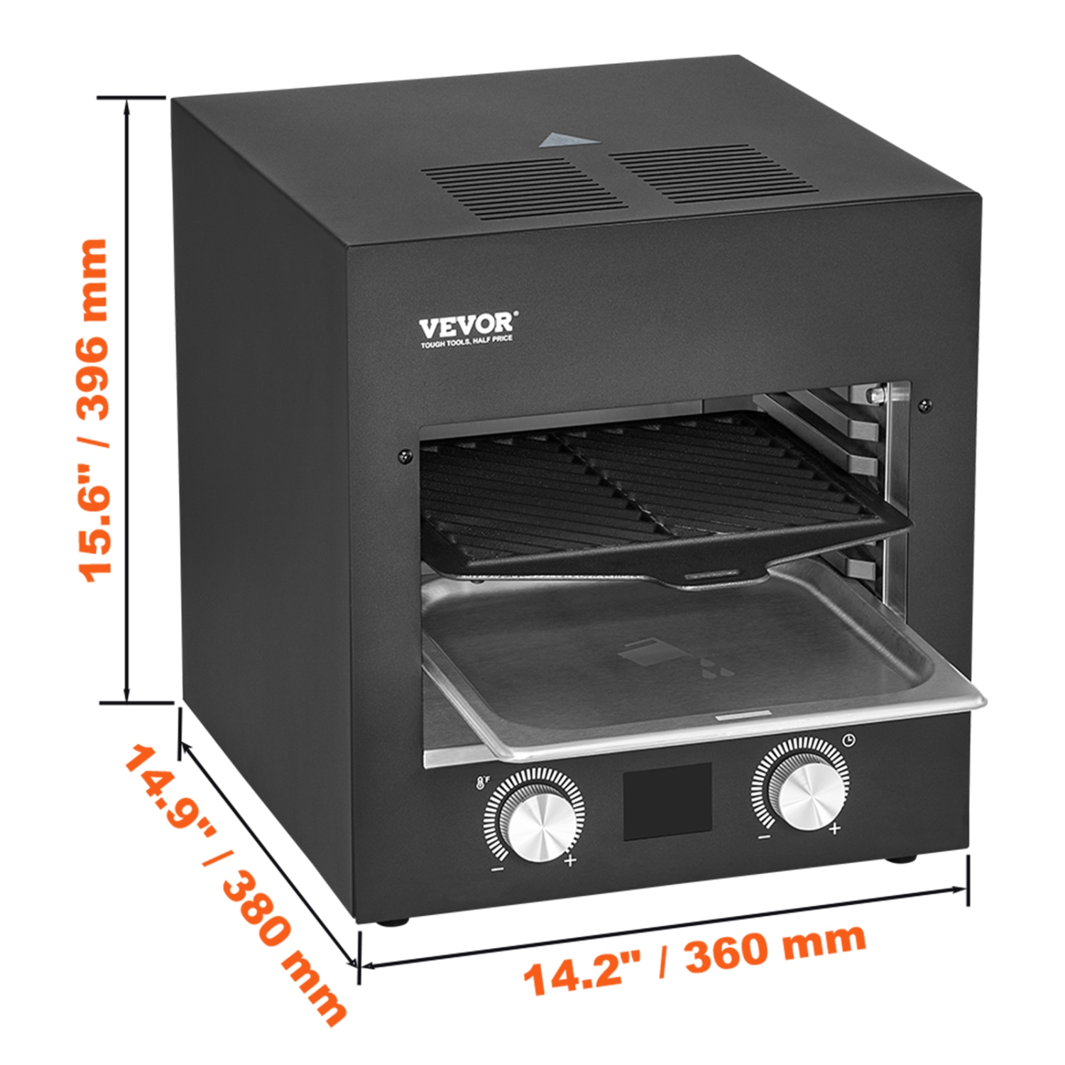 VEVOR 1800W Electric Steak Grill, Smokeless Infrared Electric Broiler, 1450°F Stainless Steel Steak Cooker with 6-Tier Adjustable Rack, Electric