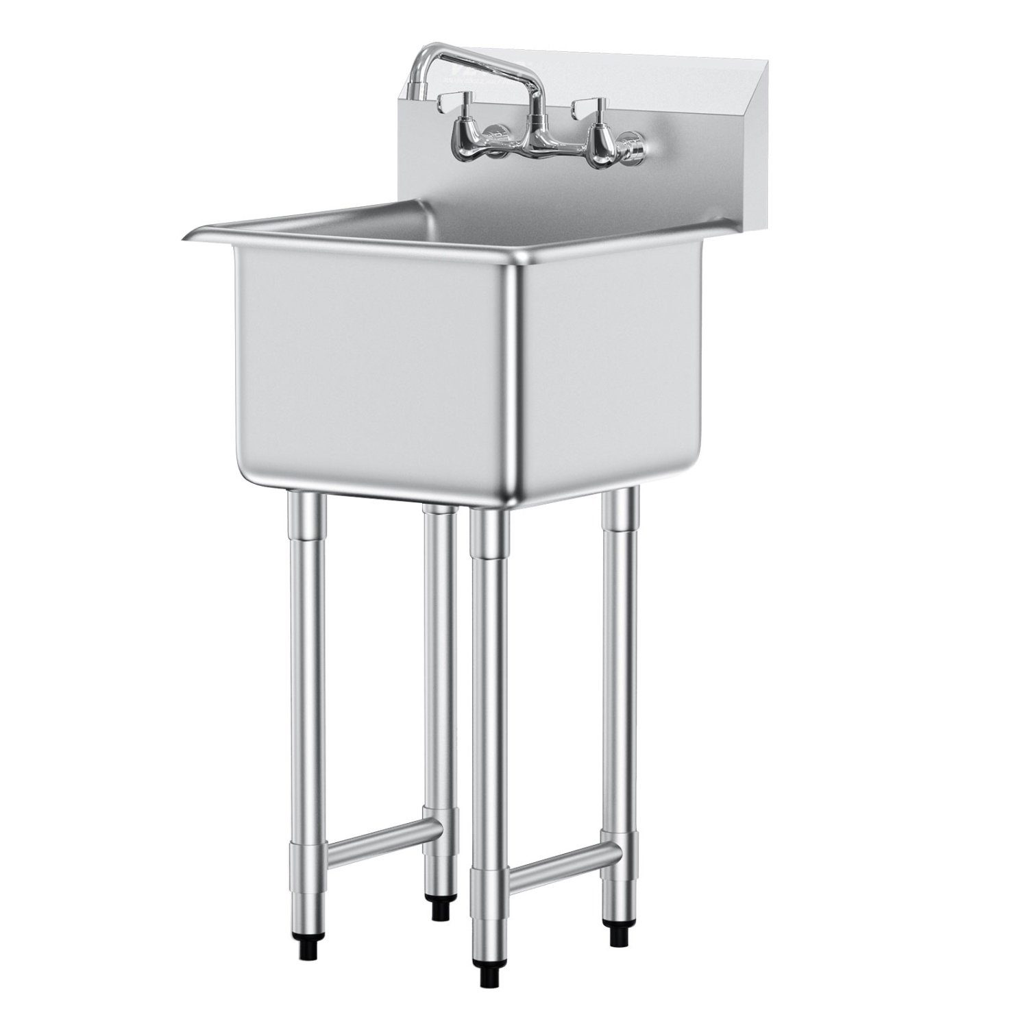 VEVOR 18"x41" Stainless Steel Prep & Utility Sink, 1 Compartment Free Standing Small Sink Include Faucet & legs, Commercial Single Bowl Sinks for