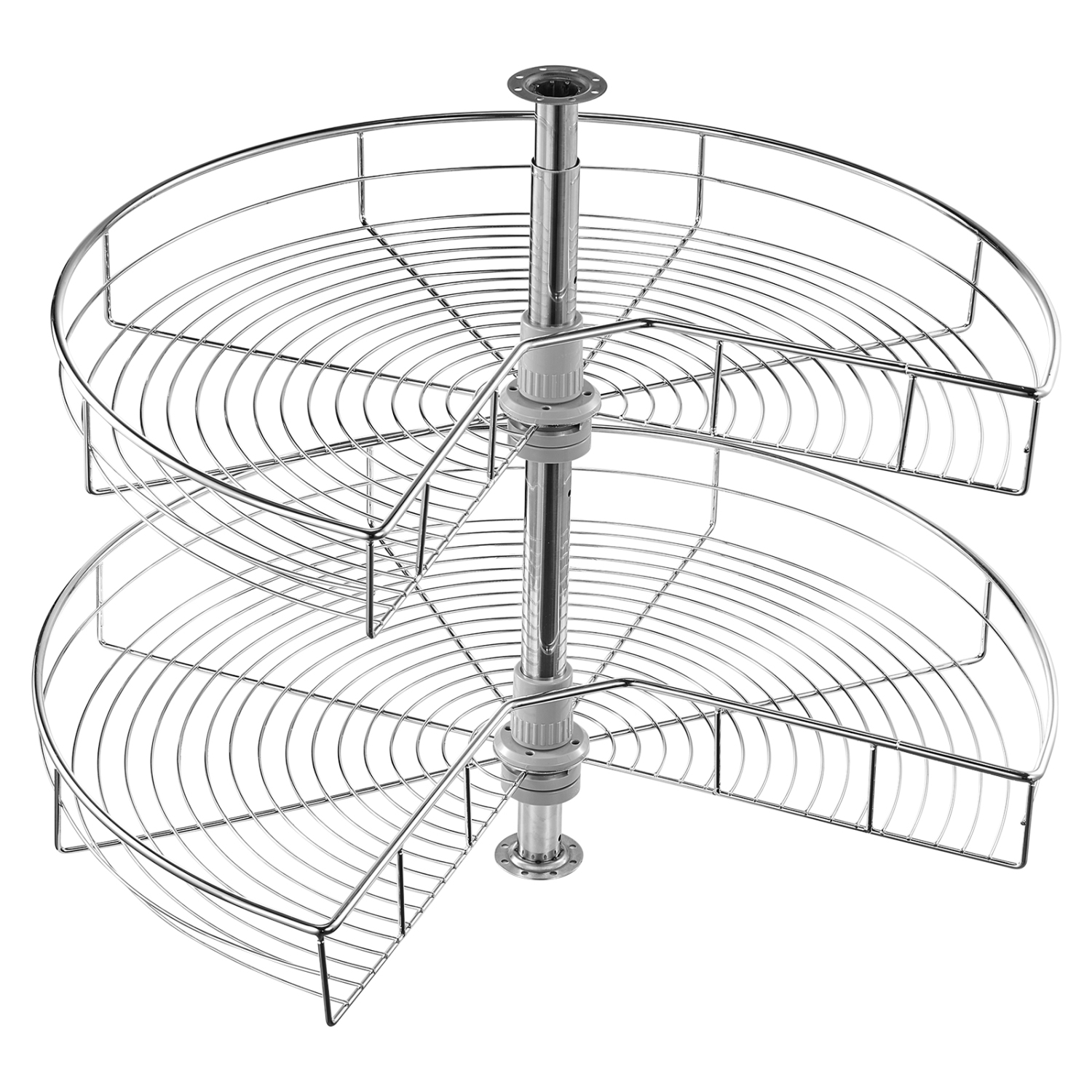 VEVOR 28" Kidney Shaped Chrome Corner Organizer, 360° Rotatble Kitchen Base Cabinet Blind Corner, 2 Tier Height Adjustable Storage Rack, Carbon Steel