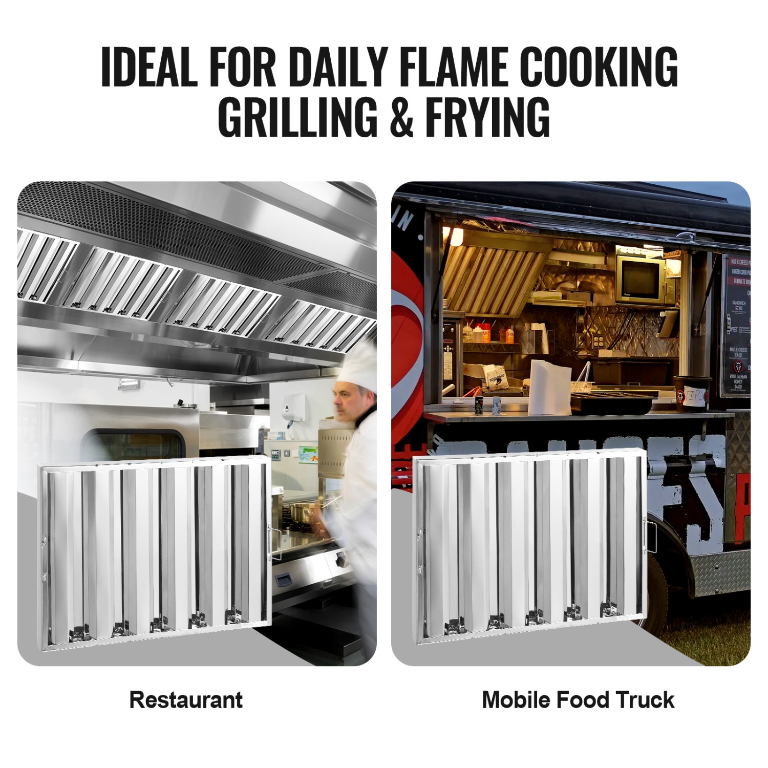 VEVOR 24.5W x 19.5H Commercial Hood Filter, Inch Range Hood Filters, Stainless Steel Restaurant Range Hood Baffle Filter for Grease Rated Commercial