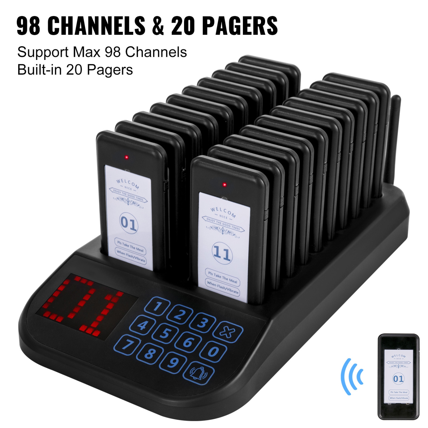 &nbsp;Vibrations&nbsp;et&nbsp;clignotements&nbsp;de 20&nbsp;pages VEVOR F103&nbsp;avec&nbsp;&nbsp;clavier tactile&nbsp;pour&nbsp;&nbsp;la distance