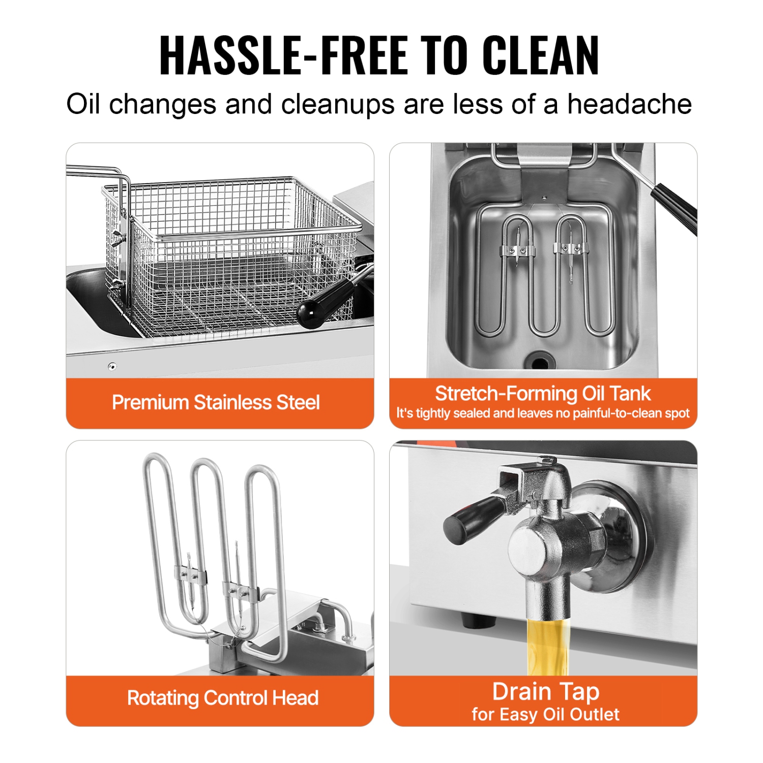 VEVOR 1750W Commercial Deep Fryer, Electric Countertop Fryer with Basket, 9Qt /8.5 L Single Oil Fryer, 1mm Thickened Stainless Steel, Time & Temp