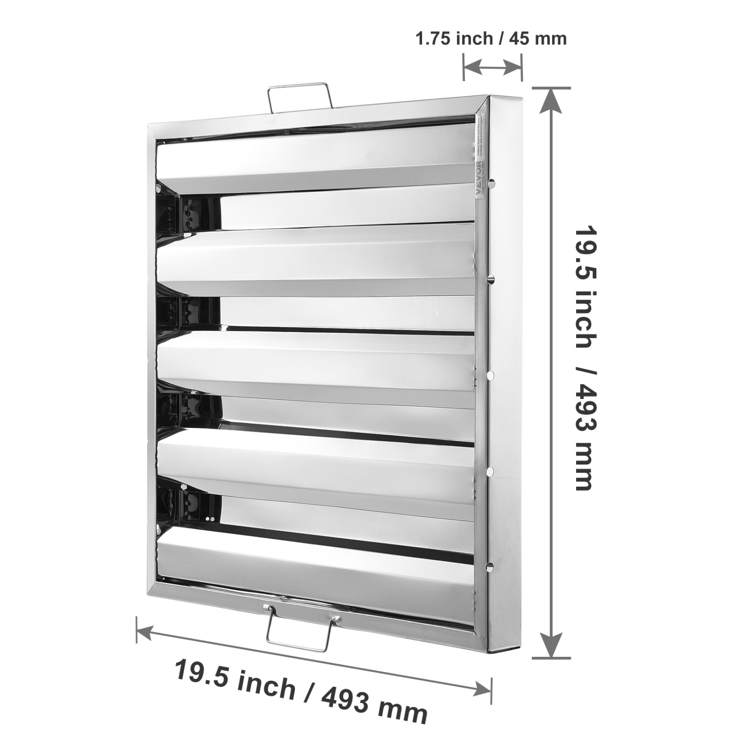 VEVOR 19.5W x 19.5H Commercial Hood Filter, Inch Range Hood Filters, Stainless Steel Restaurant Range Hood Baffle Filter for Grease Rated Commercial