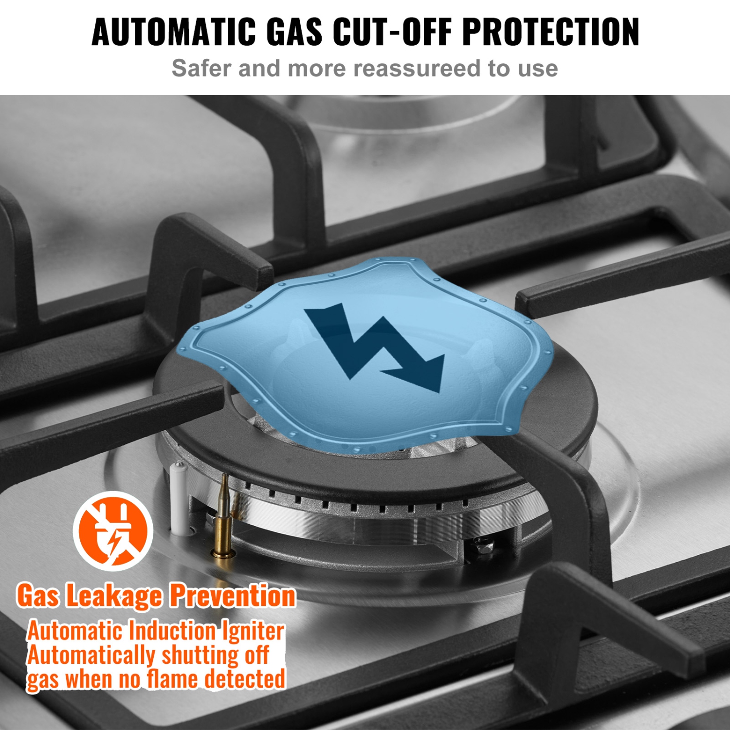 VEVOR 30 inch Gas Cooktop, Max 12250BTU 5 Burners Built-in Stainless Steel Gas Stove Top, LPG/NG Convertible Dual Fuel Natural Gas Hob with