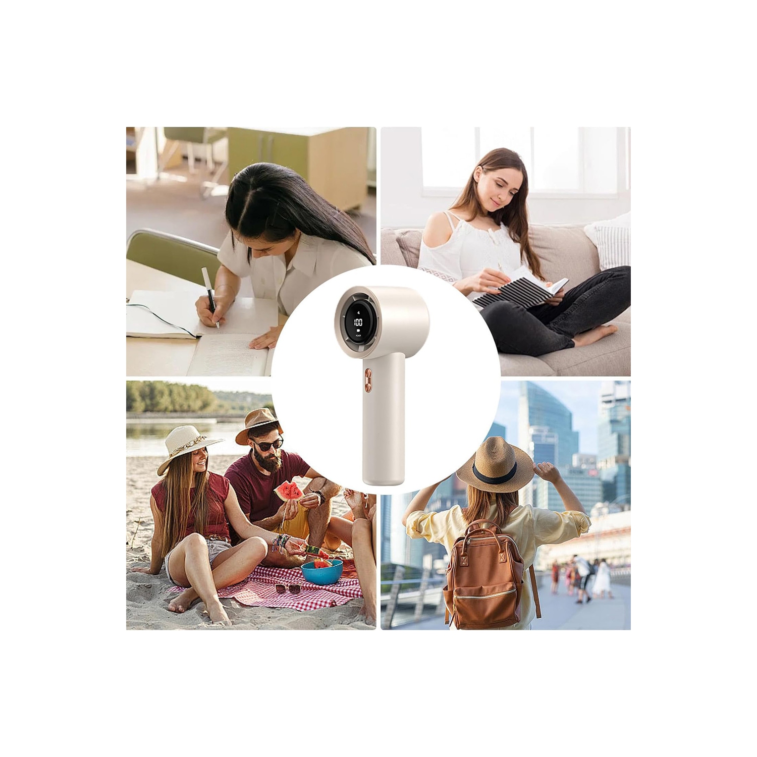 Ventilateur portatif de refroidissement d'AxGear, vitesse réglable et silencieux, USB-C rechargeable