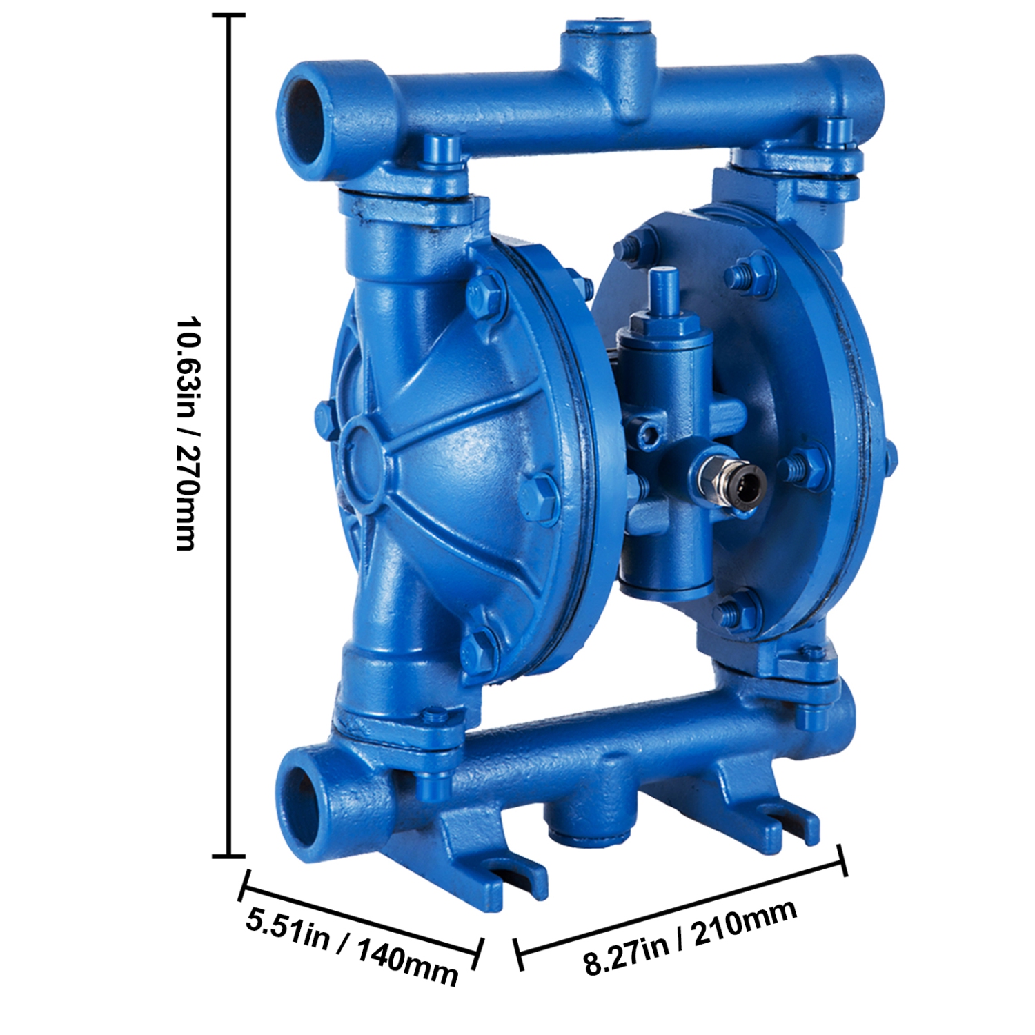 VEVOR 3 GPM Air-Operated Double Diaphragm Pump, 1/2 in Inlet & Outlet, Cast Iron Body,Max 90 PSI, Nitrile Diaphragm Pneumatic Transfer Pump for