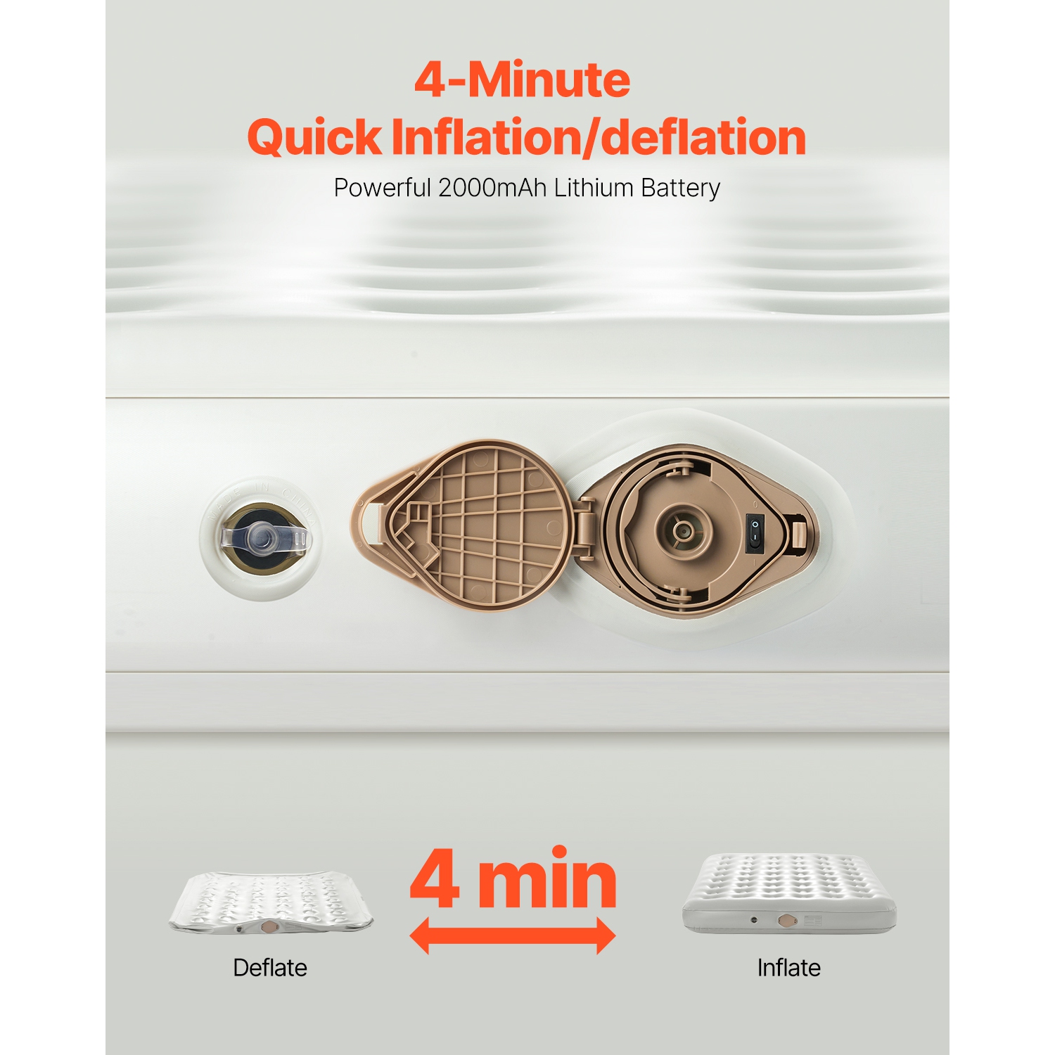 VEVOR 2 Person Air Mattress Twin with Frame, with Pump & Rolling Carry Case, Portable Folding Blow Up Mattress Supports 600lbs, Fast Inflating Air