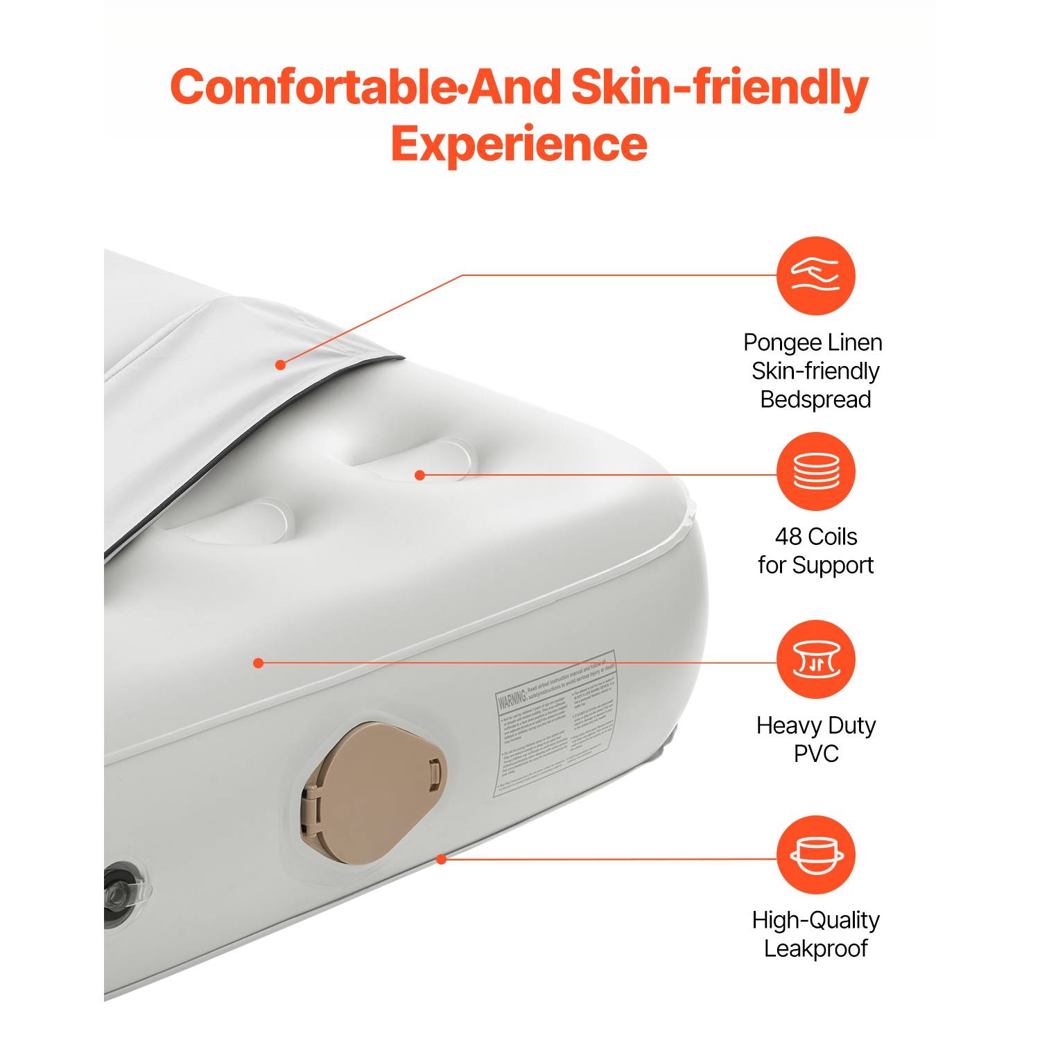 VEVOR 2 Person Air Mattress Twin with Frame, with Pump & Rolling Carry Case, Portable Folding Blow Up Mattress Supports 600lbs, Fast Inflating Air