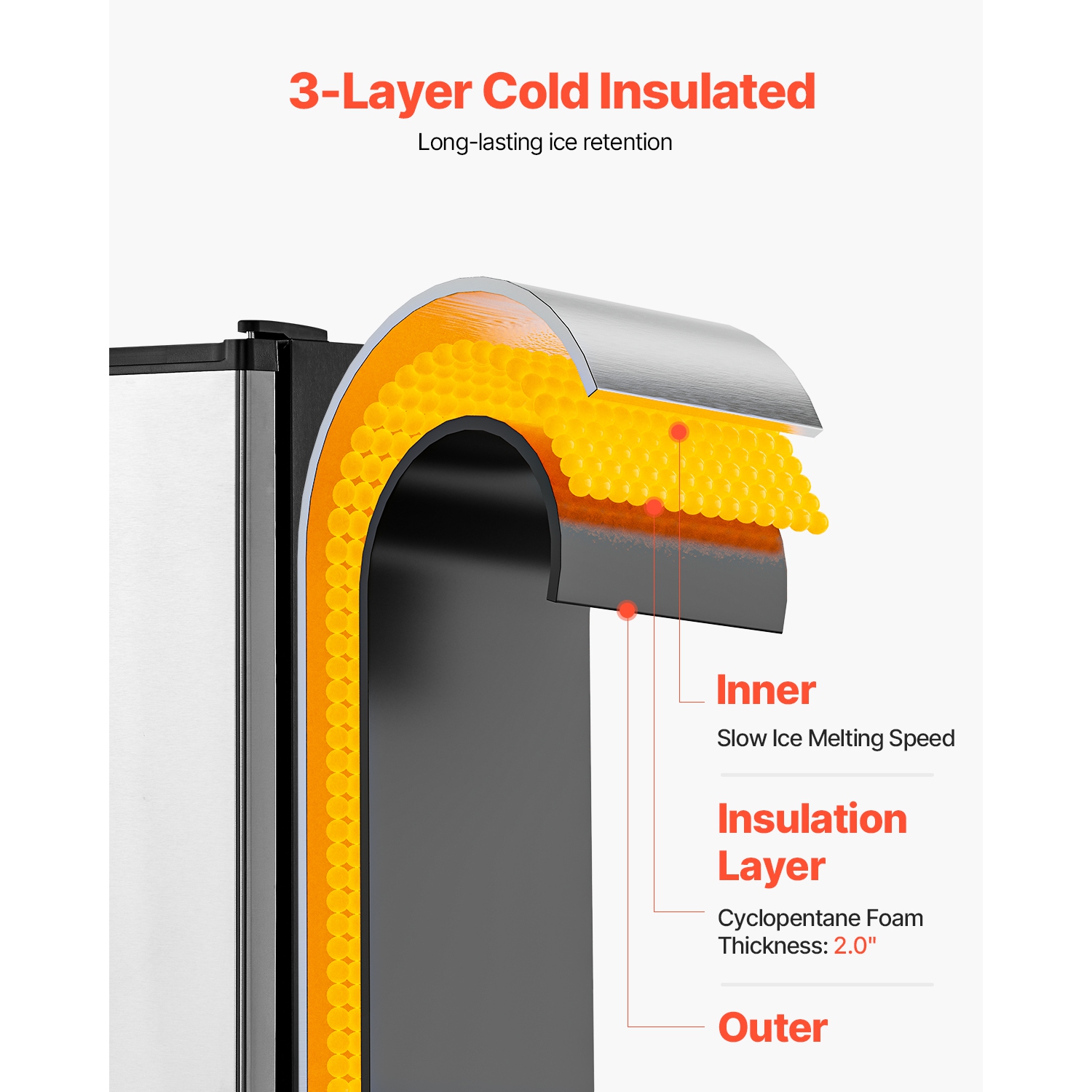 Machine à glaçons encastrable sous le comptoir de 15 lb/jour VEVOR, porte réversible en acier inoxydable, machine à glaçons autonome pour la cuisine