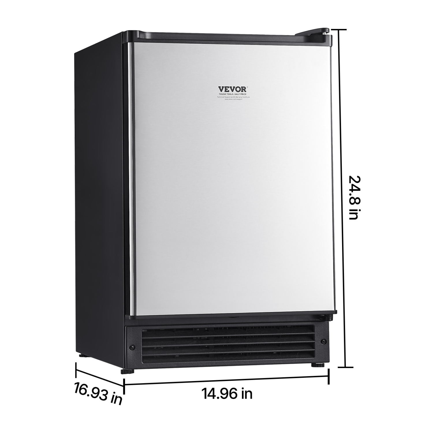 Machine à glaçons encastrable sous le comptoir de 15 lb/jour VEVOR, porte réversible en acier inoxydable, machine à glaçons autonome pour la cuisine