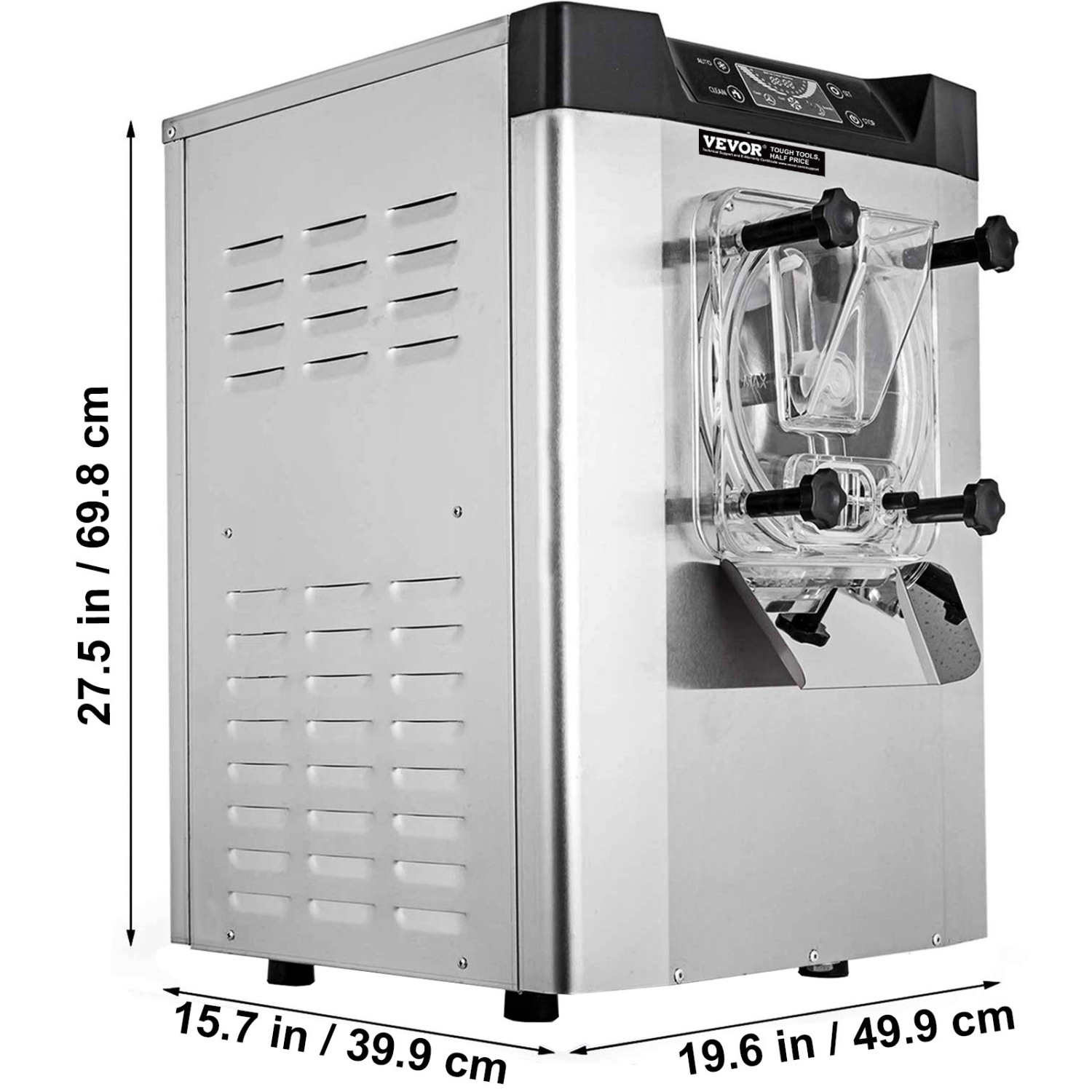 VEVOR 1400W 20/5.3 Gph Commercial Ice Cream Machine Hard Serve Ice Cream Maker with LED Display Screen Auto Shut-Off Timer for Restaurants Snack bar