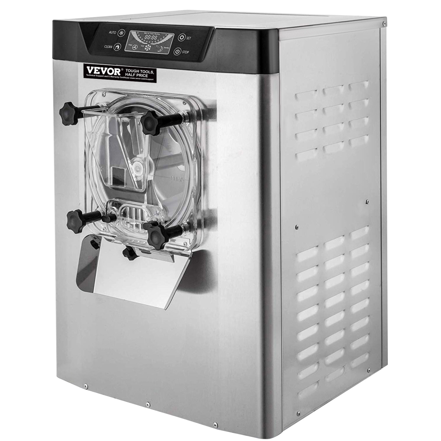 VEVOR 1400W 20/5.3 Gph Commercial Ice Cream Machine Hard Serve Ice Cream Maker with LED Display Screen Auto Shut-Off Timer for Restaurants Snack bar