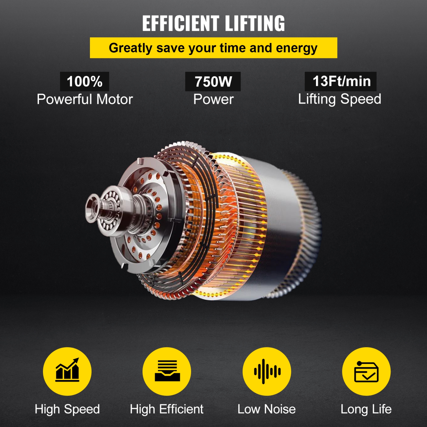 VEVOR 1 Ton Electric Chain Hoist, Single Phase 2200Lbs 10ft Lift Height with Electrical Hook, Mount Chain Hoist G80, Double Chain with Pendant