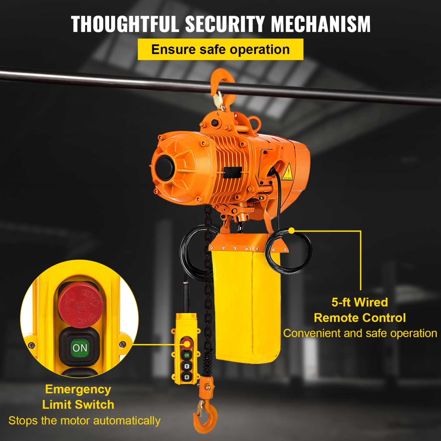 VEVOR 1 Ton Electric Chain Hoist, Single Phase 2200Lbs 10ft Lift Height with Electrical Hook, Mount Chain Hoist G80, Double Chain with Pendant