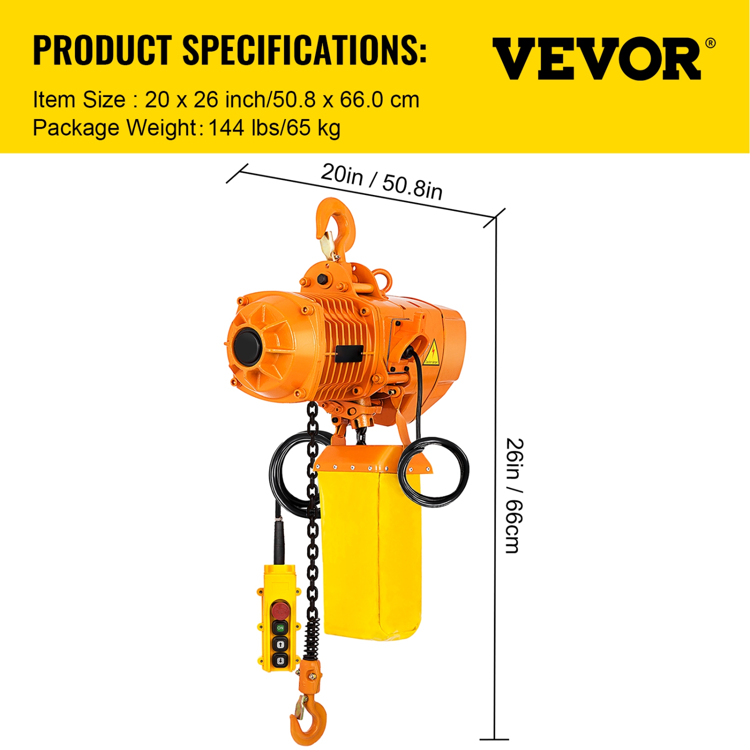 VEVOR 1 Ton Electric Chain Hoist, Single Phase 2200Lbs 10ft Lift Height with Electrical Hook, Mount Chain Hoist G80, Double Chain with Pendant