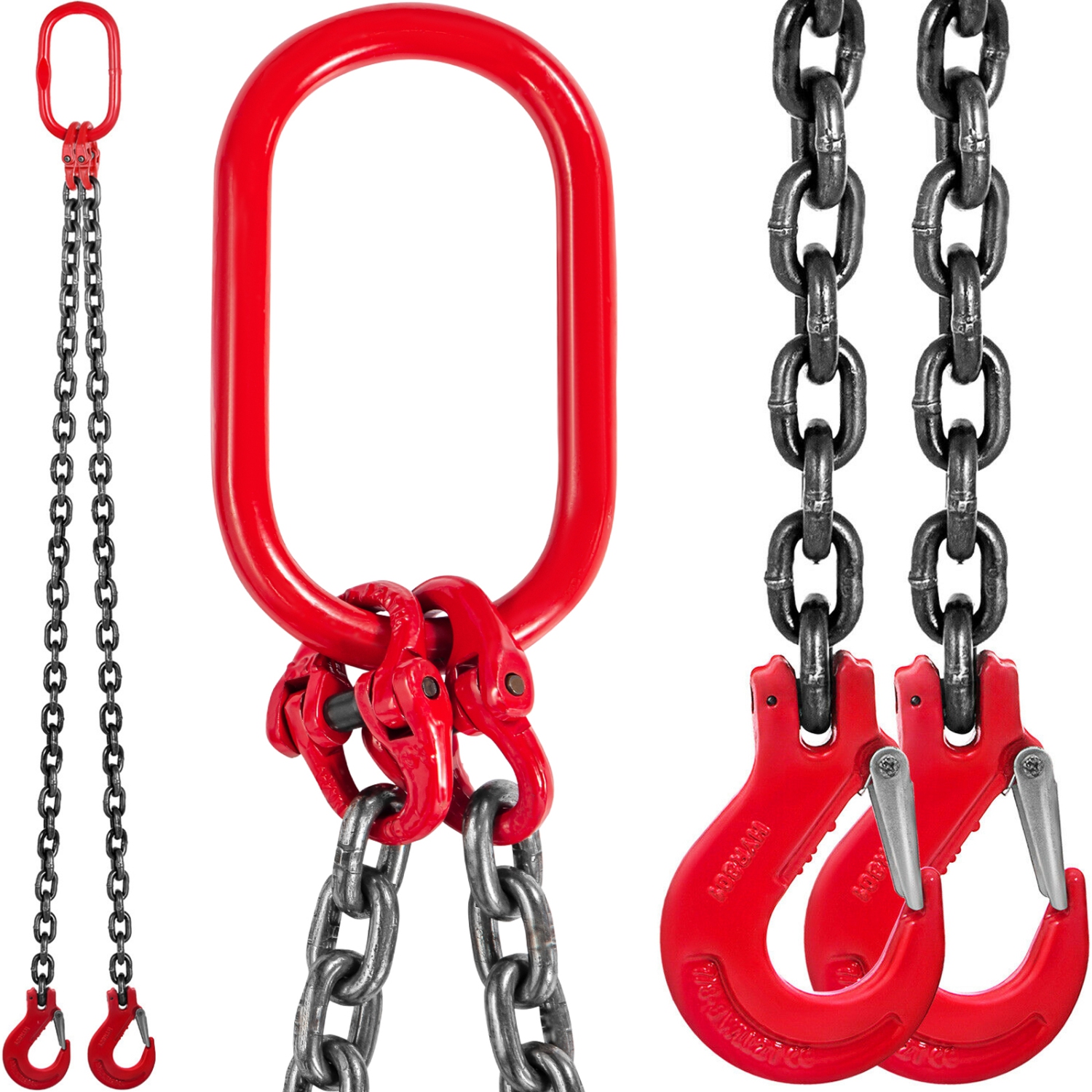 VEVOR 3/8 inch x 5 ft Chain Sling, G80 Engine Chain Hoist Lifts, 11000 lbs/5 Ton Capacity Lifting Sling Chains for Engine Hoist, Engine Lift Chain