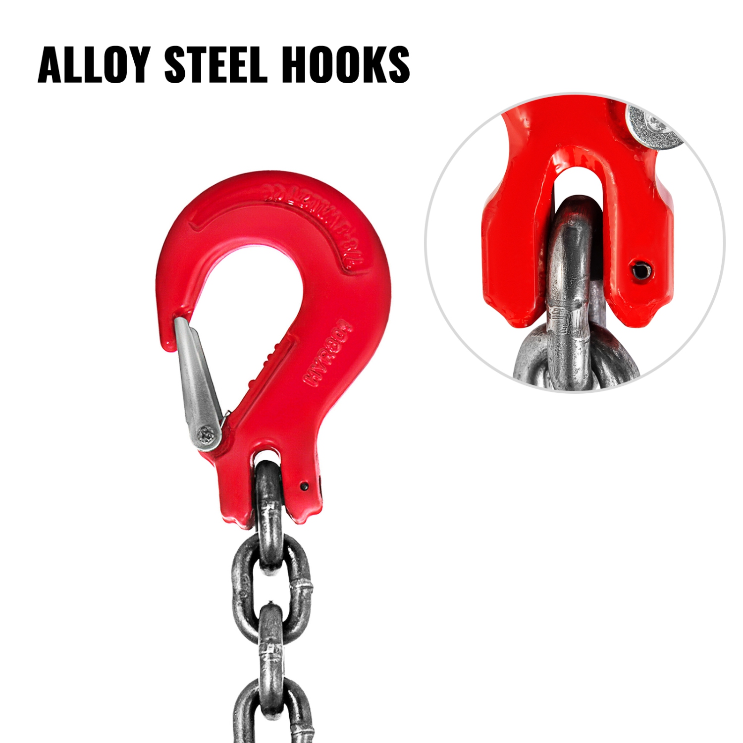 VEVOR 3/8 inch x 5 ft Chain Sling, G80 Engine Chain Hoist Lifts, 11000 lbs/5 Ton Capacity Lifting Sling Chains for Engine Hoist, Engine Lift Chain