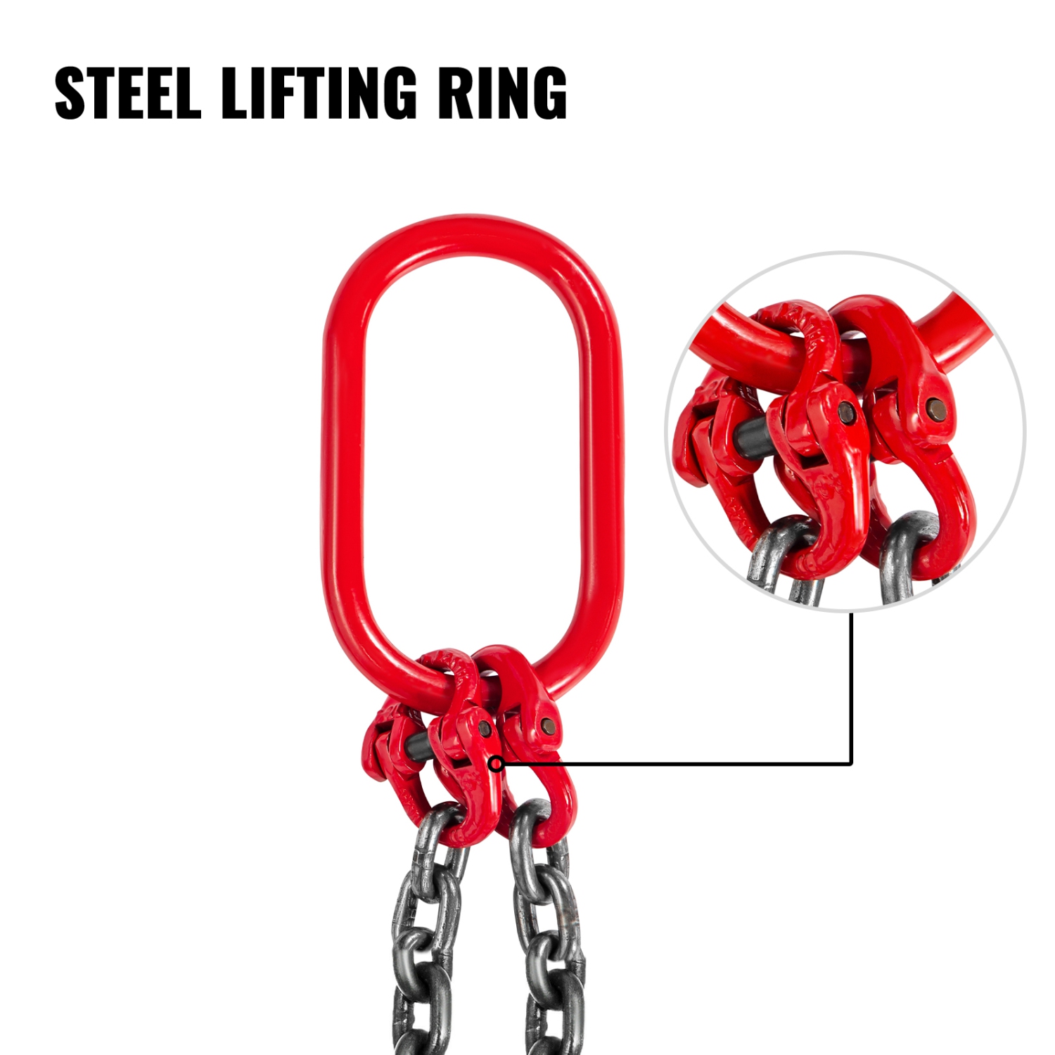 VEVOR 3/8 inch x 5 ft Chain Sling, G80 Engine Chain Hoist Lifts, 11000 lbs/5 Ton Capacity Lifting Sling Chains for Engine Hoist, Engine Lift Chain