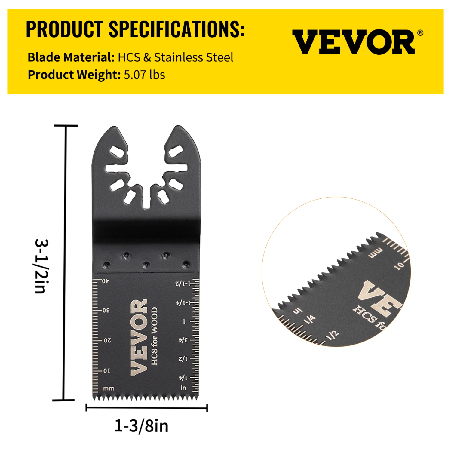 VEVOR 100PCS Oscillating Saw Blades, Quick Release Multitool Blades Kit, HCS Tool Blades for Wood Plastic, Compatible with Dewalt Dremel Fein Worx