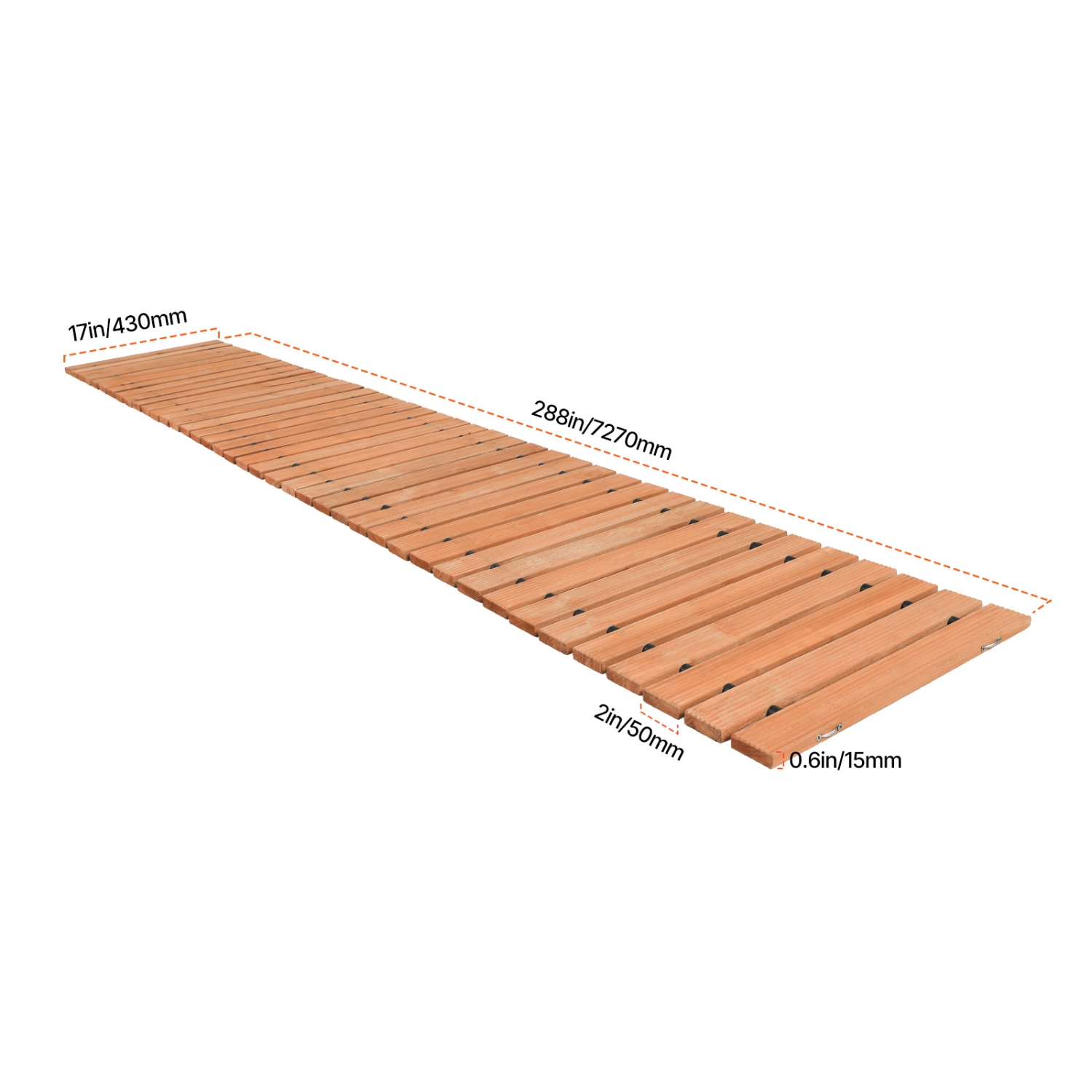 VEVOR 16 ft L x 17 in W Wooden Garden Pathway, Non-Slip Straight ...