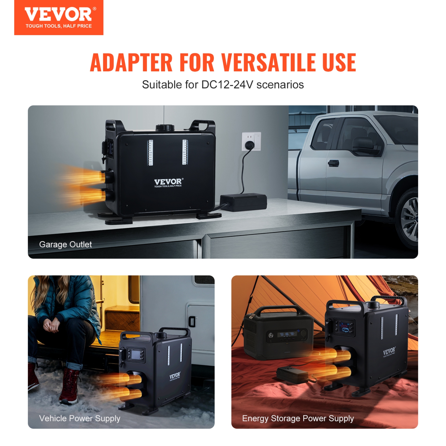 VEVOR 8KW Diesel Heater, 12V/24V All in One Diesel Air Heater, Bluetooth APP Control, Remote Control and Display Screen, CO Alarm, Fast Heating