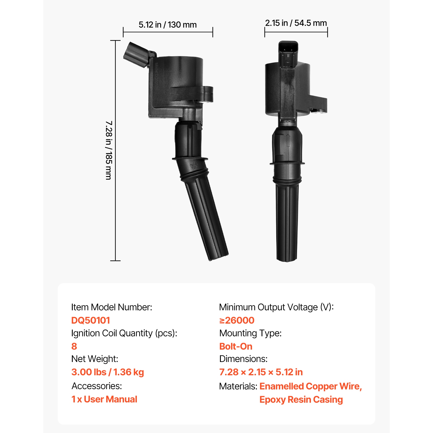 VEVOR Ignition Coil Pack, Set of 8, Compatible with Ford E150 E250 E350 Econoline Super Duty Excursion Expedition F150 VPG MV-1 Lincoln Navigator,