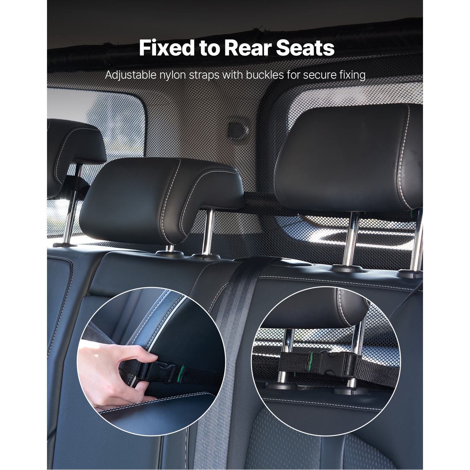 VEVOR 46" Wide Dog Car Barrier, Car Divider for Cargo Area,Vehicle Pet Barrier with See Through Net Mesh,Universal-Fit Dog Car Barrier for