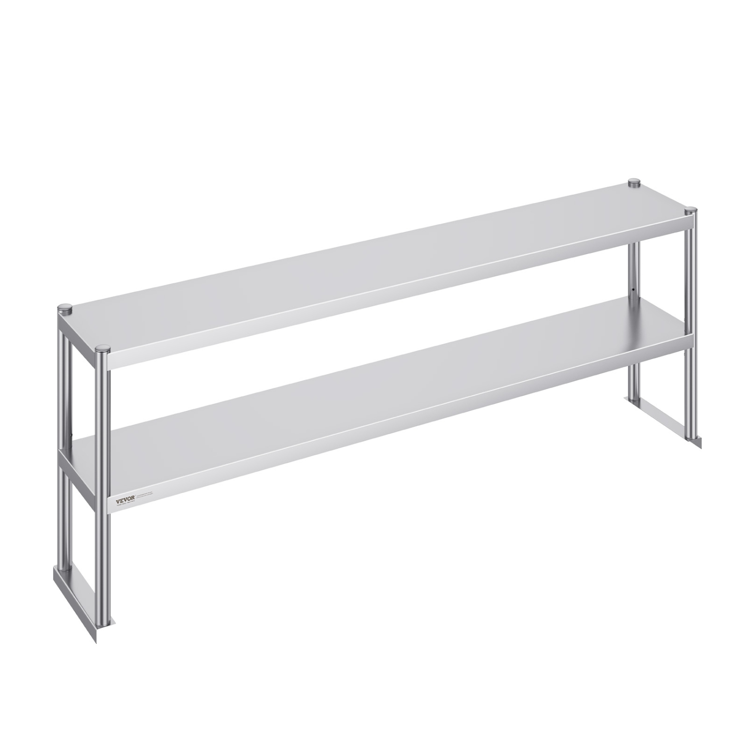 VEVOR 12 x 72 Inch Double Overshelf, Double Tier Stainless Steel Overshelf, Height Adjustable Overshelf Prep Work Table for Kitchen, Restaurant and