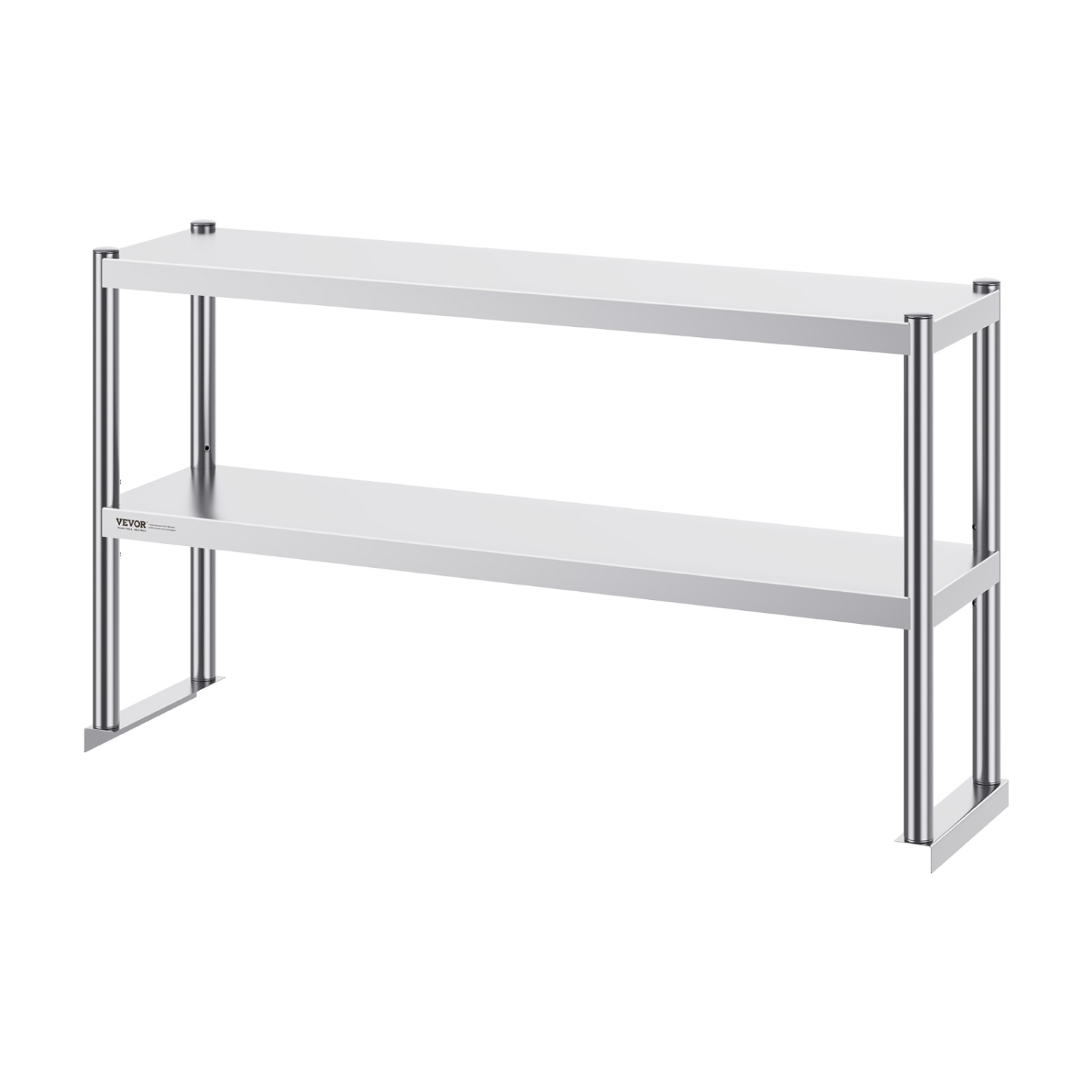 VEVOR 12 x 72 Inch Double Overshelf, Double Tier Stainless Steel Overshelf, Height Adjustable Overshelf Prep Work Table for Kitchen, Restaurant and