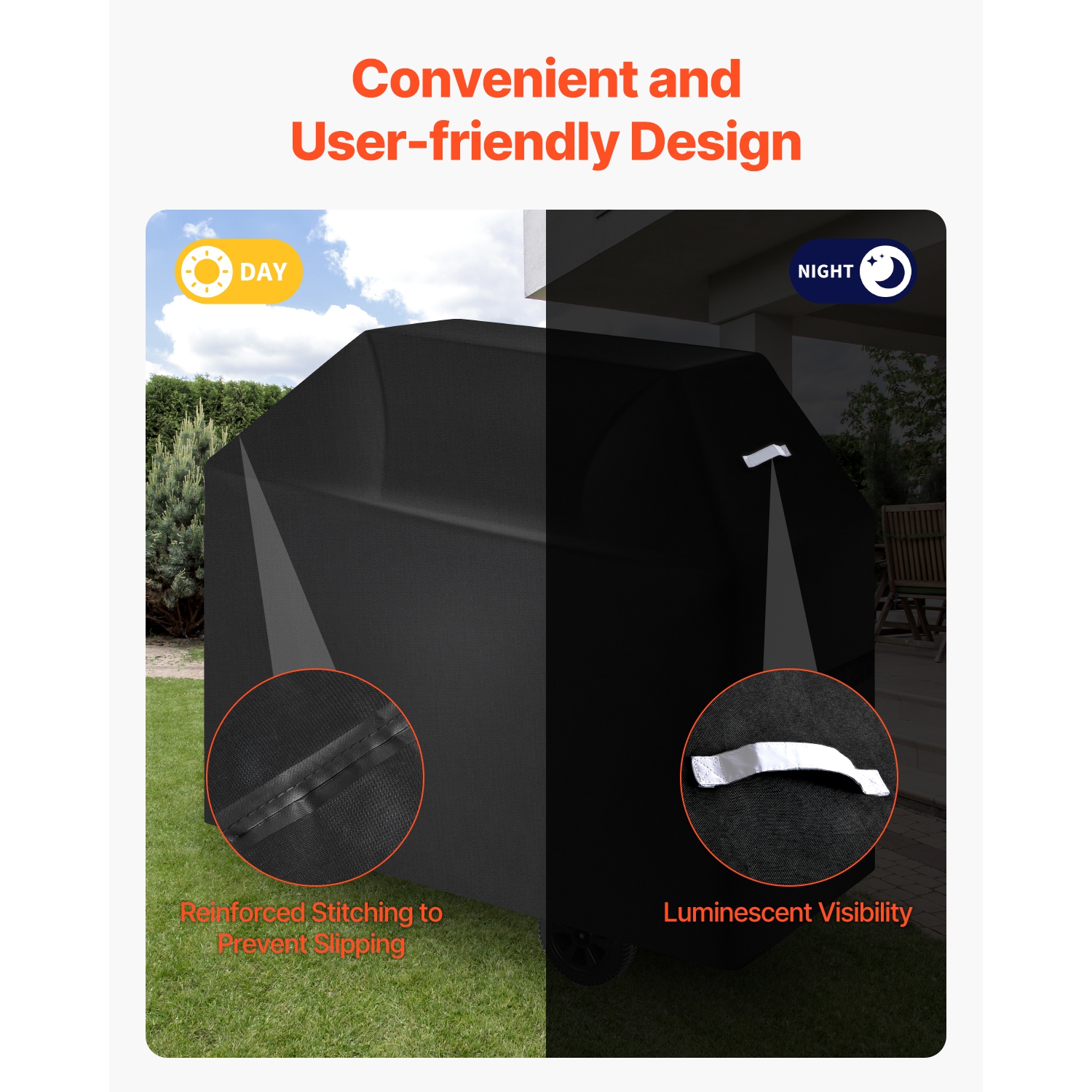 VEVOR 58 inch Grill Cover, BBQ Covers for Outdoor Grills, Waterproof, Fade Resistant, Weather Resistant Heavy Duty 600D Polyester, Easy On/Off, with