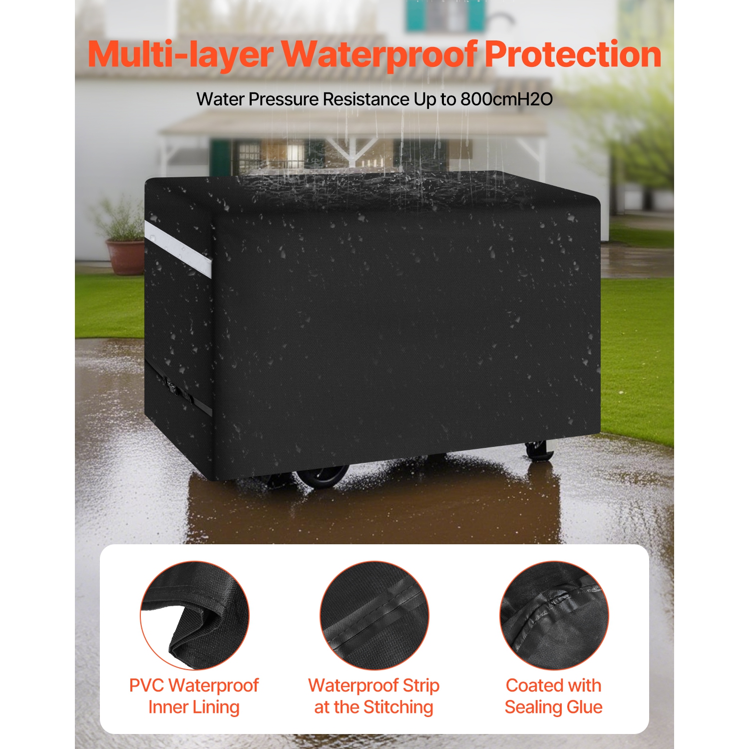 VEVOR 59 inch Grill Cover, BBQ Covers for Outdoor Grills, Waterproof, Fade Resistant, Weather Resistant Heavy Duty 600D Polyester, Easy On/Off, with