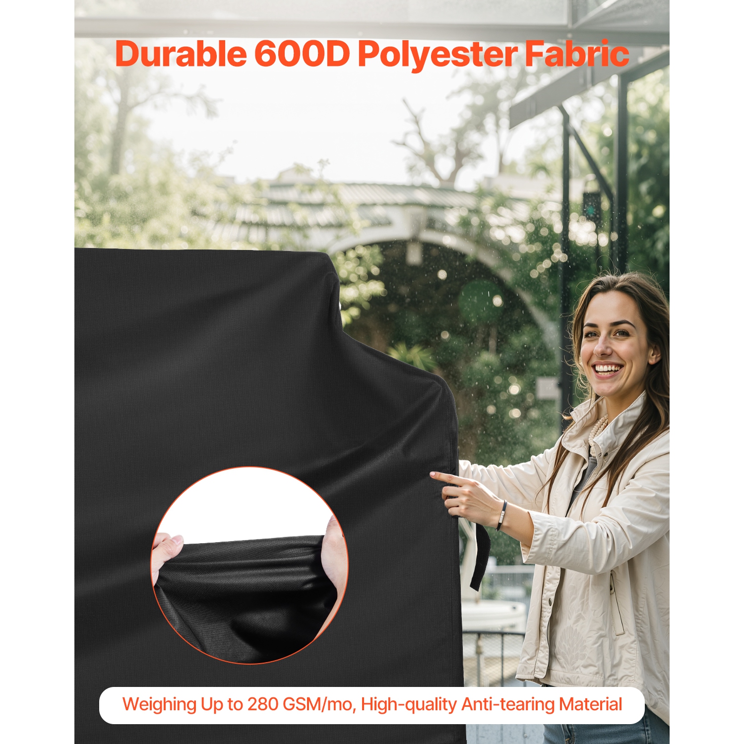 VEVOR 60 inch Grill Cover, BBQ Covers for Outdoor Grills, Waterproof, Fade Resistant, Weather Resistant Heavy Duty 600D Polyester, Easy On/Off, with