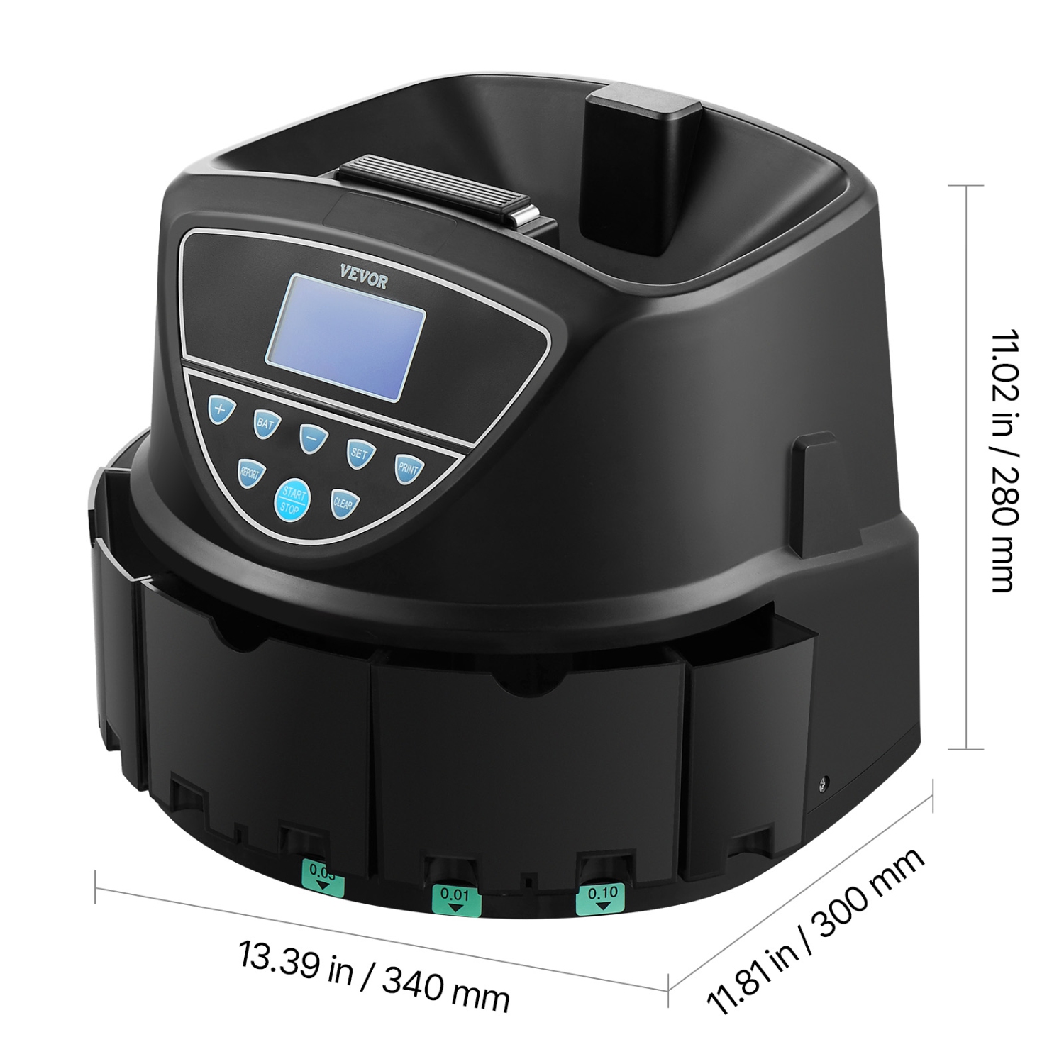 VEVOR USD Coin Sorter Machine for 5 Kinds of USD Coins, Coin Sorter and Wrapper Machine Holds up to 2000 Coins, Screen Display Coin Storage Included