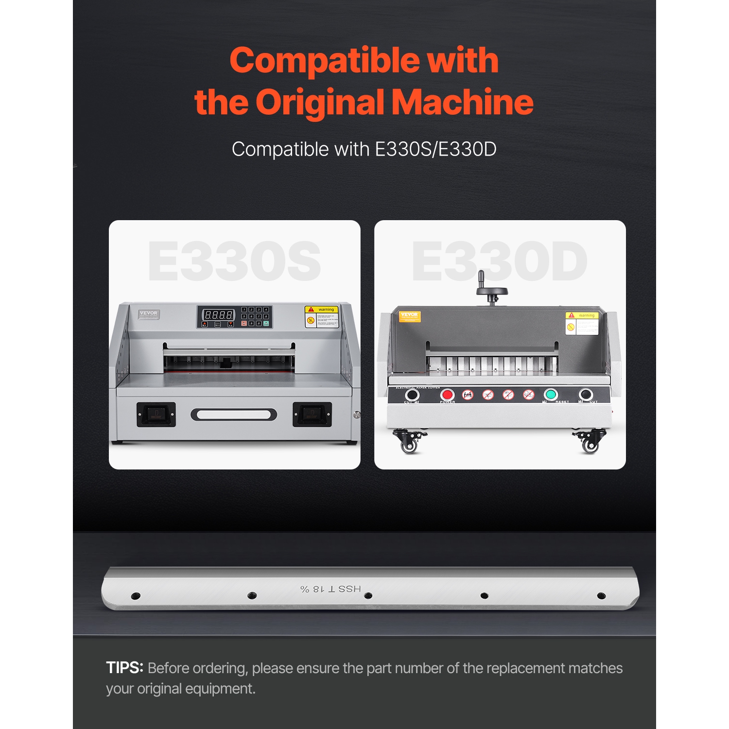 Lame de coupe-papier VEVOR 585 x 44 x 6&nbsp;mm, lame de rechange en acier robuste convenant aux lames de coupe professionnelles E330D/E330S, lame de