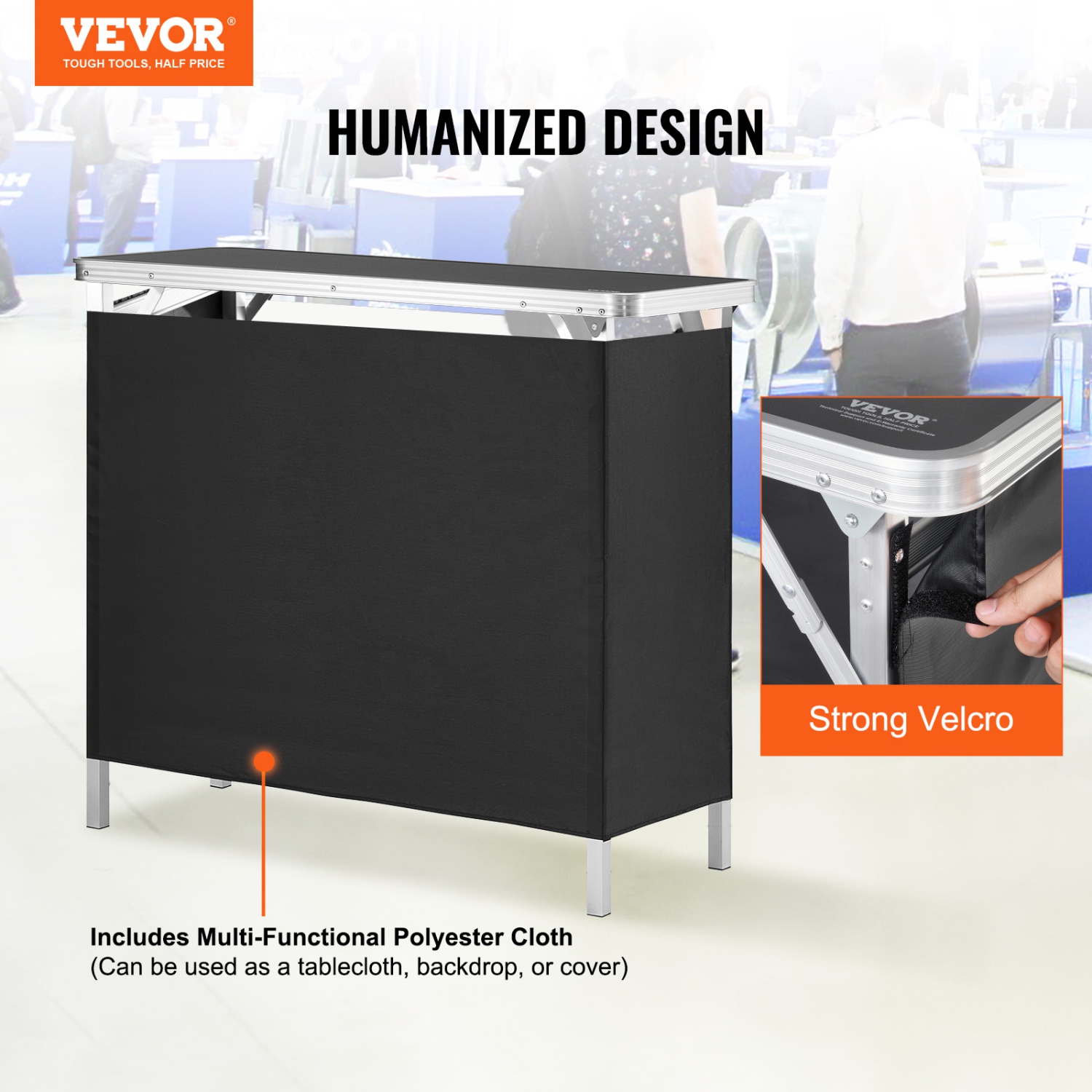 Table de bar pliante portative VEVOR de 38,39 34 x 15 25,16&nbsp;po, table de podium pour l'intérieur et l'extérieur, fête, exposition, étui de
