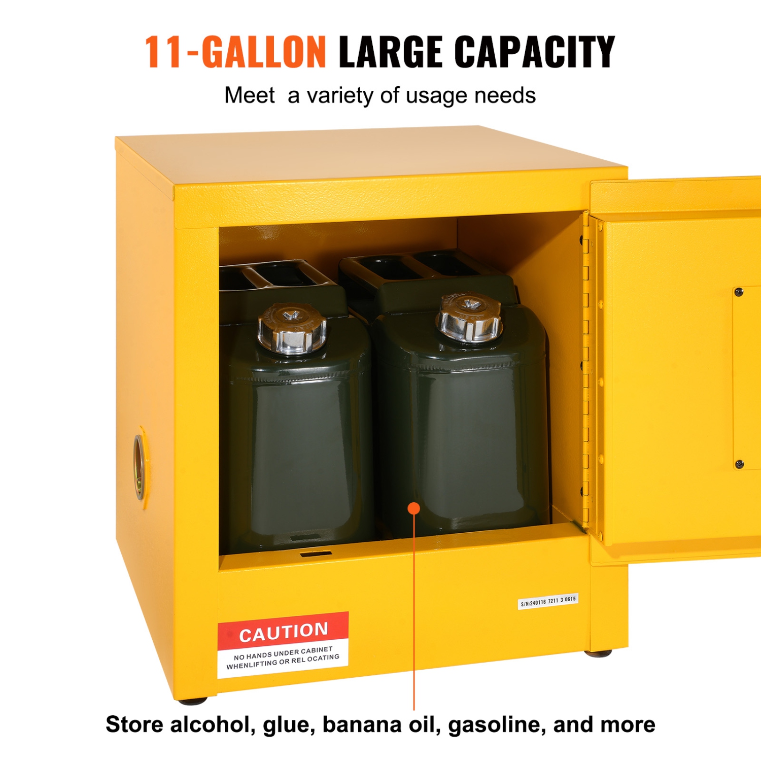 VEVOR 11 Gal Flammable Safety Cabinet, Cold-Rolled Steel Flammable Liquid Storage Cabinet, 16.9 x 16.9 x 18.2 in Explosion Proof with 1 Door, NFPA