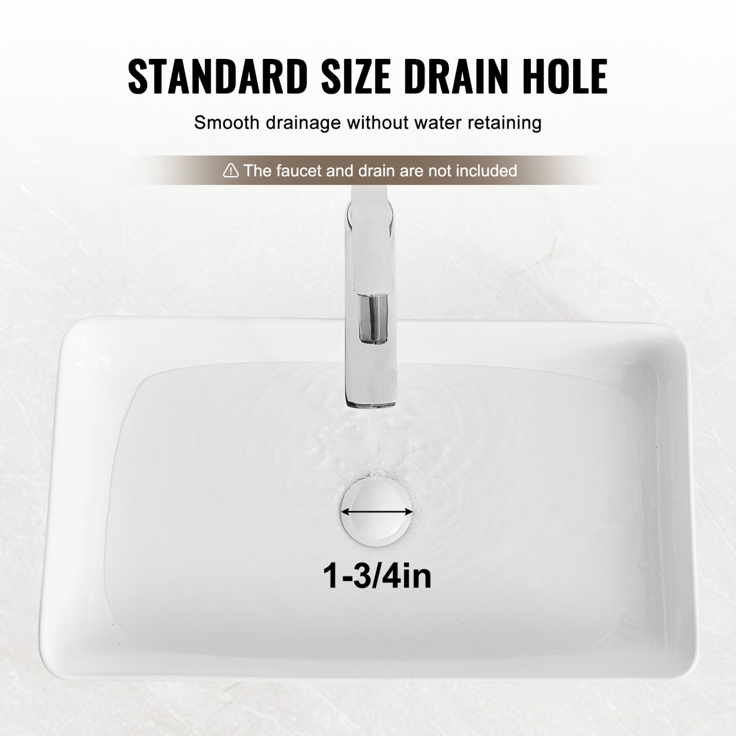 VEVOR 24" x 13.8" Rectangle Vessel Sink, Bathroom Vessel Sink Countertop, White Ceramic Bathroom Sinks Above Counter, Modern Style, Bright and