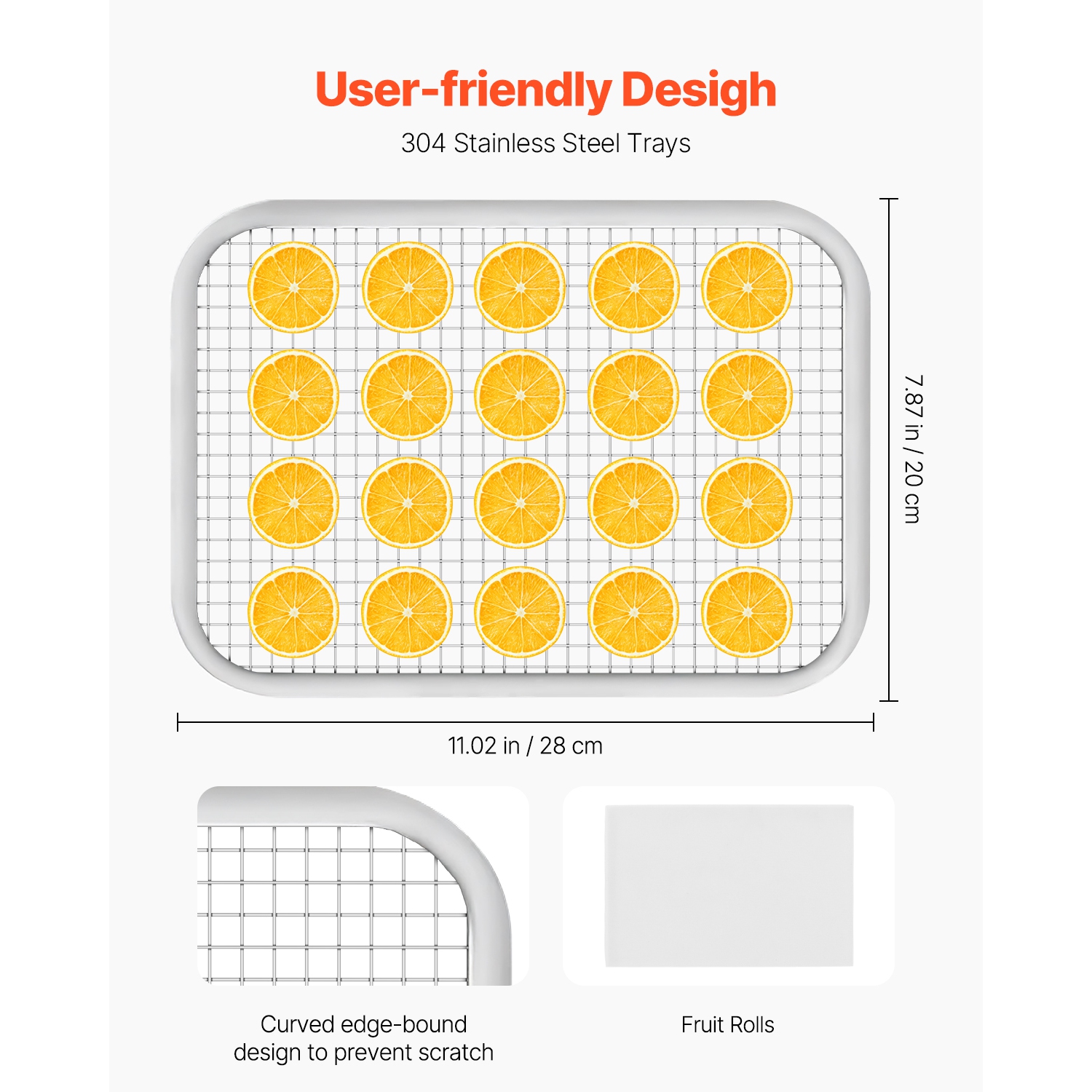 VEVOR 400W Food Dehydrator Machine, 6 Stainless Steel Trays, Electric Food Dryer with Adjustable Temperature & 24-Hour Timer, Freeze Dryer for Jerky,