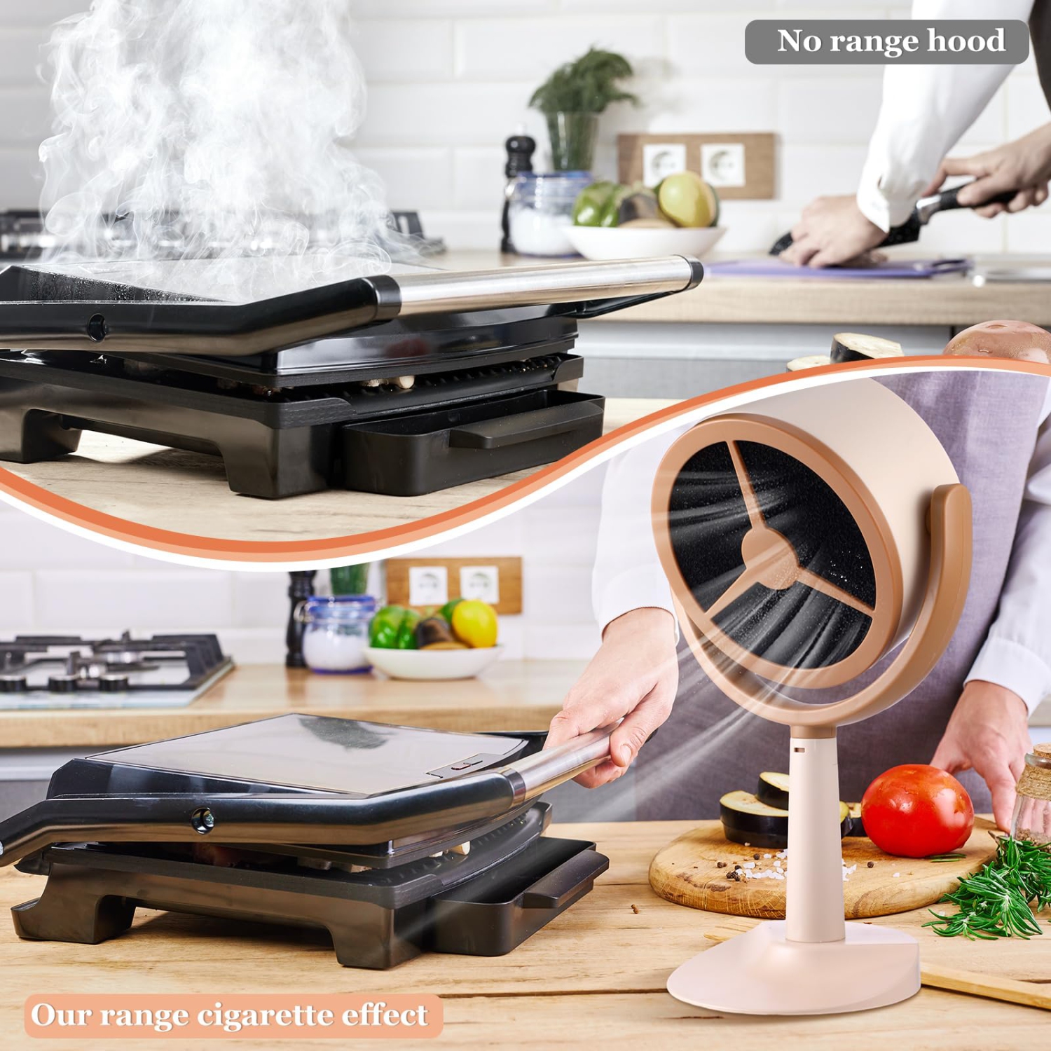 Hotte de cuisine rechargeable, mini hotte de cuisinière portative avec 2 tampons filtrants et conception à faible bruit pour la cuisine, le barbecue,