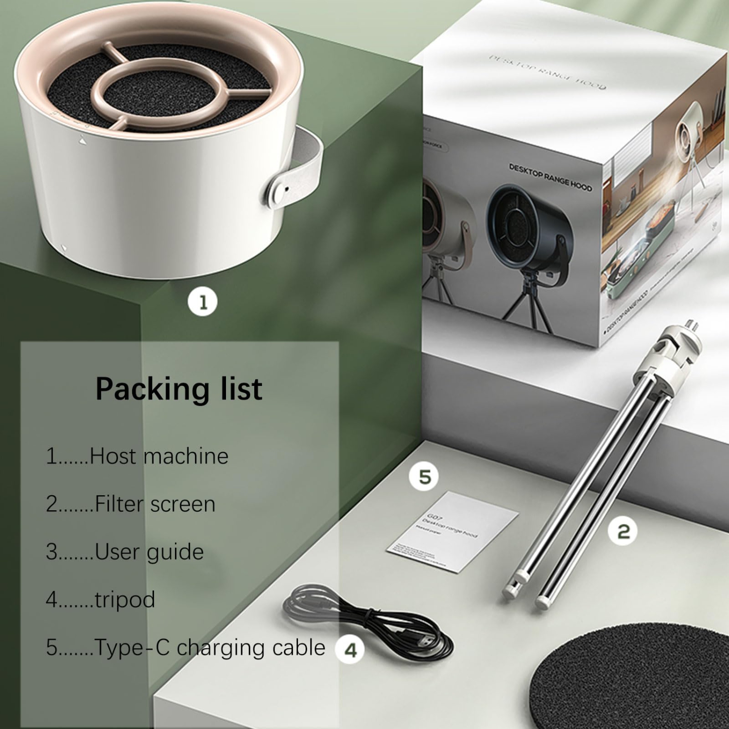 Hotte de cuisinière portative, petite hotte de cuisinière de table avec filtre, idéale pour la cuisson de VR et de Hot Pot