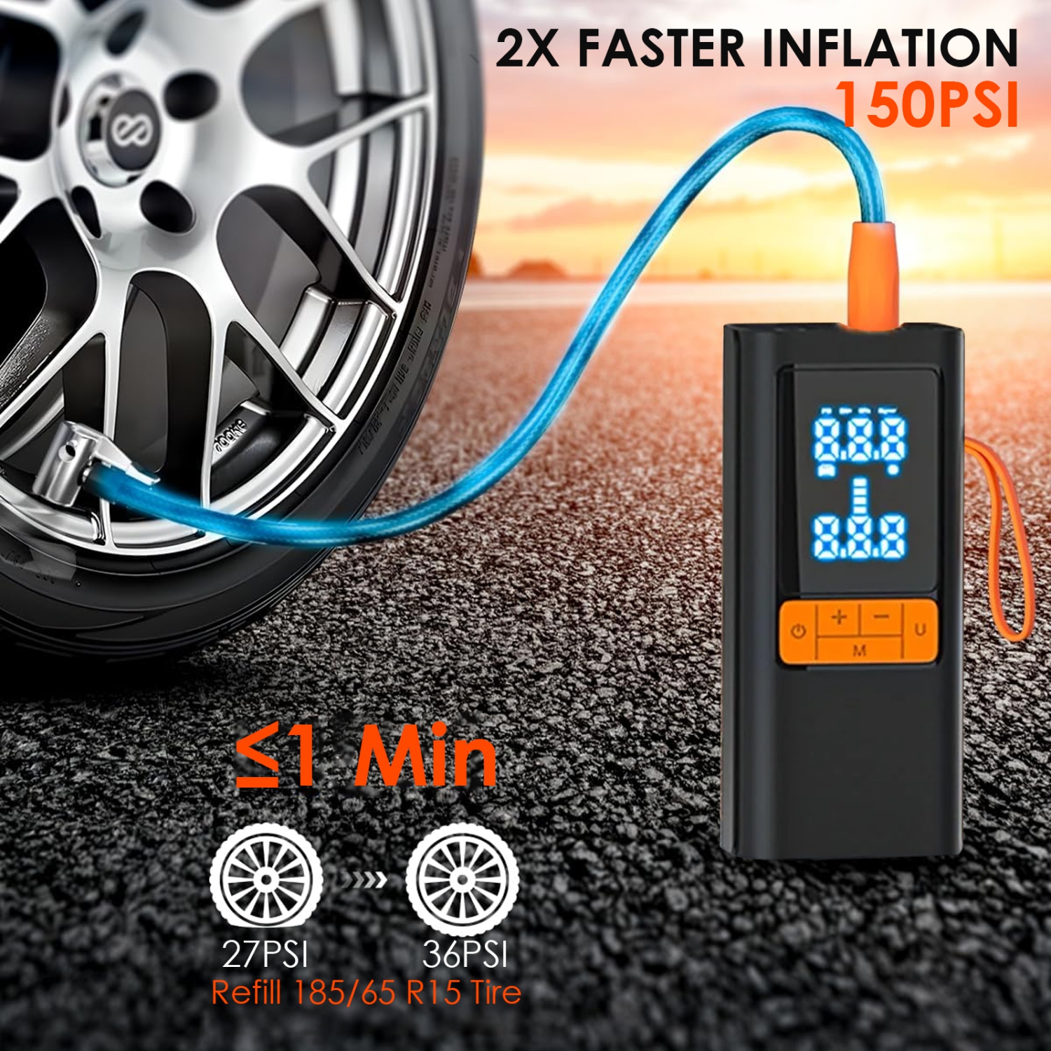 Pompe à air électrique, compresseur d'air portatif avec manomètre numérique pour pneus de voiture et de moto