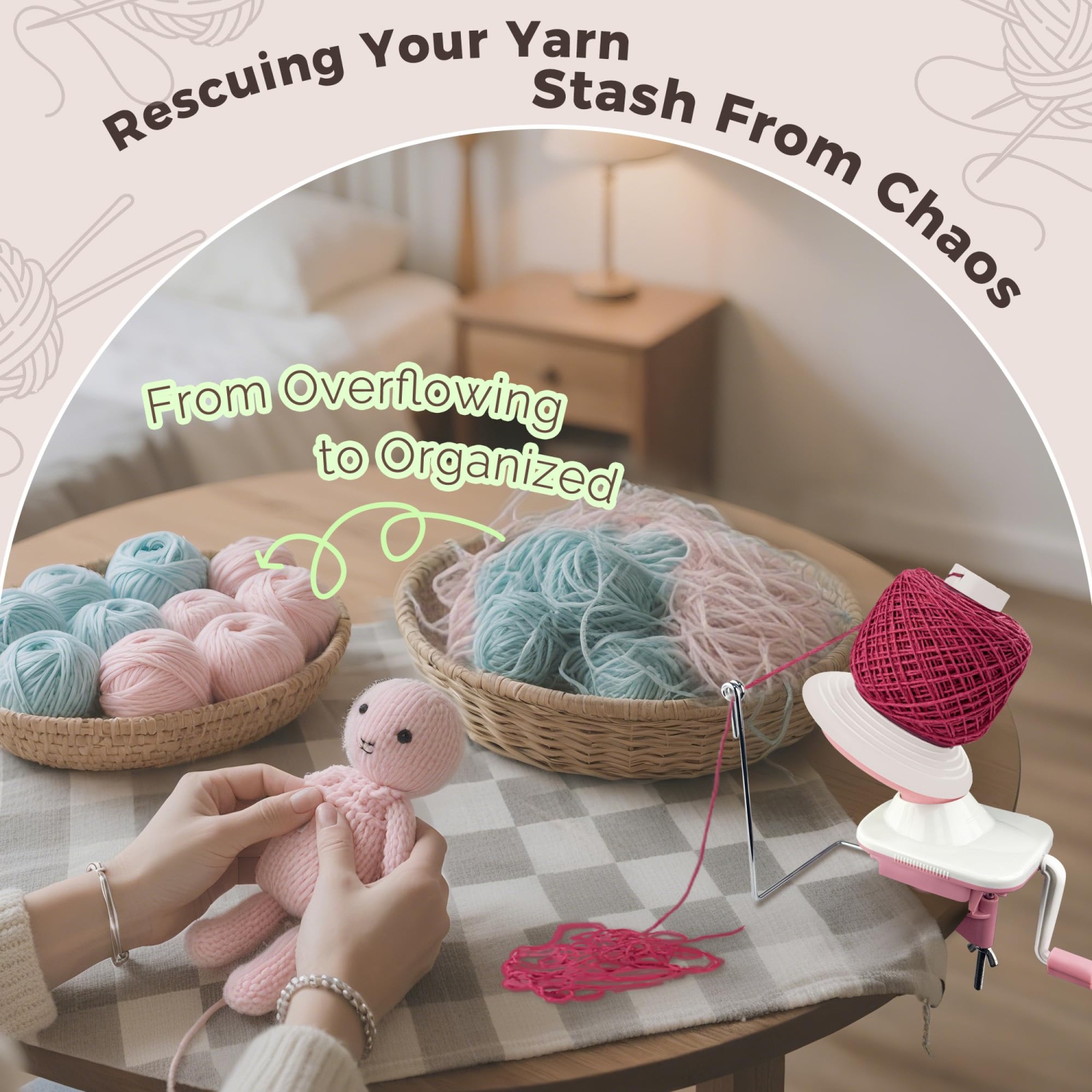 Portable Crochet Wire Winder, Small Manual Household Wire Winding Tool for Knitting and Crafting