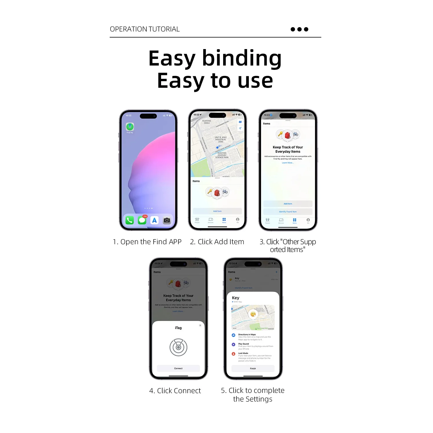 Dispositif de positionnement rond anti-perte, Smart Alarm 5,2 Bluetooth Anti-Perdu, Dispositif de localisation de bagages pour personnes âgées de