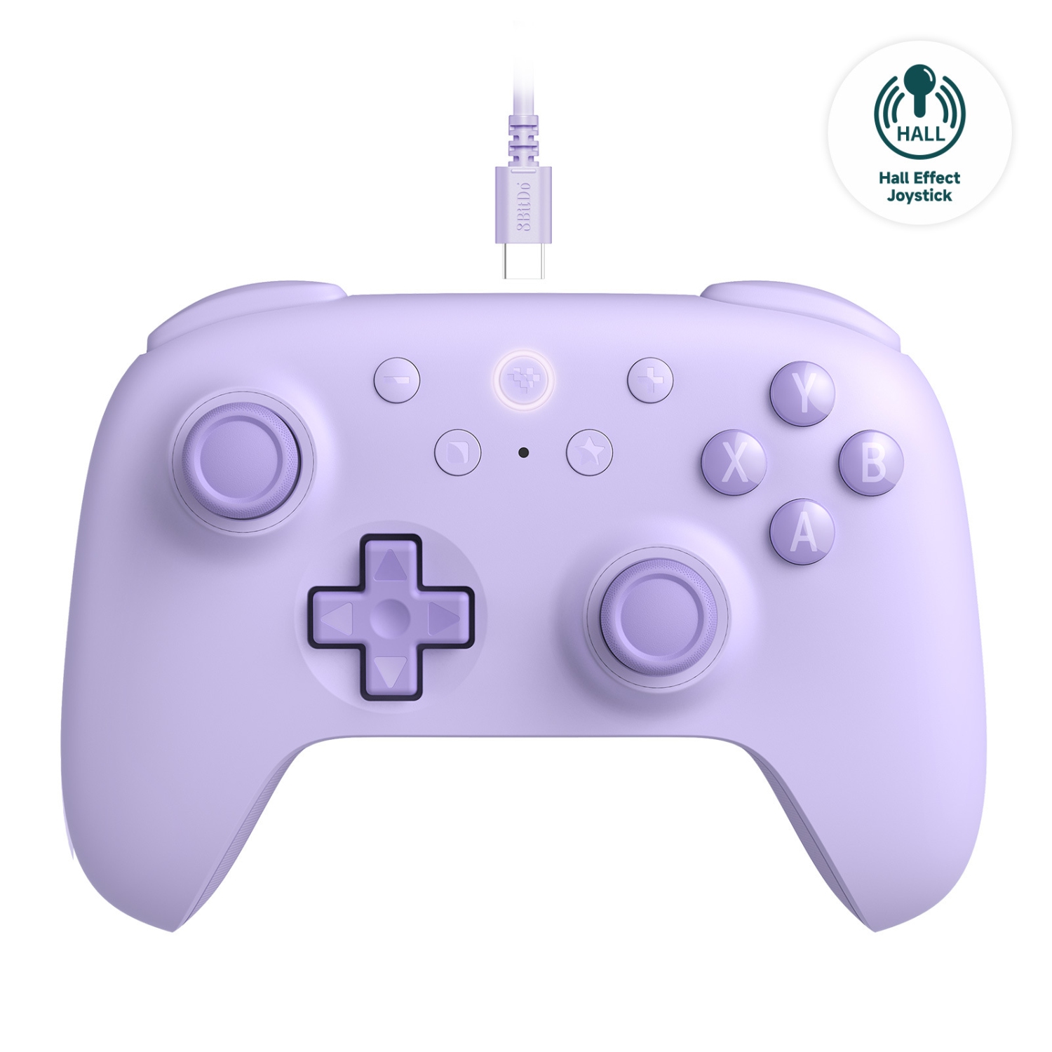 Manette avec fil Orion Youth Edition 2ᵉ Generation de 8Bitdo pour ordinateur Android, manche à balai à effet Hall et gâchette - Violet