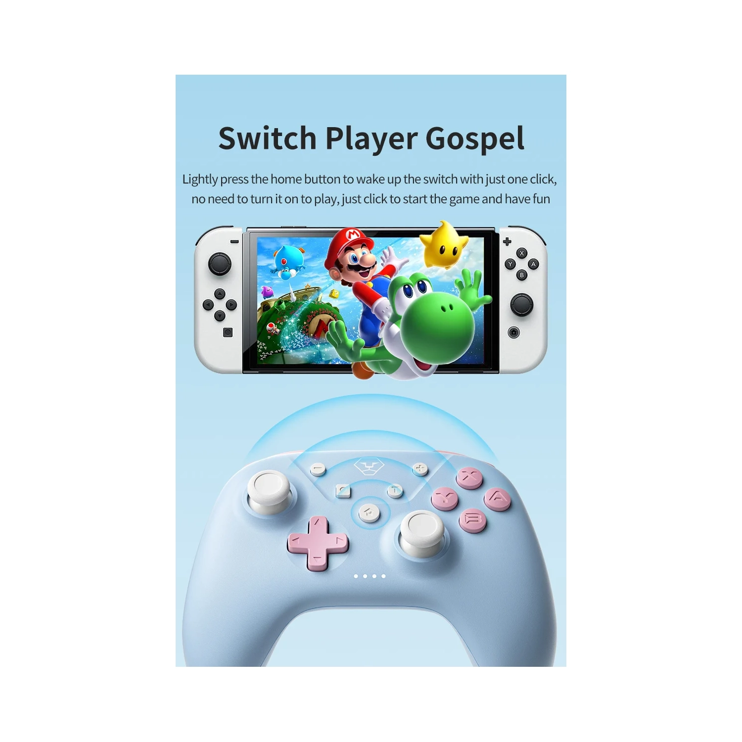 Convient pour la manette de jeu Switch2, la manette sans fil Bluetooth, iOS, Android, PC, Vibrations somatosensorielles à trois modes, manche à balai