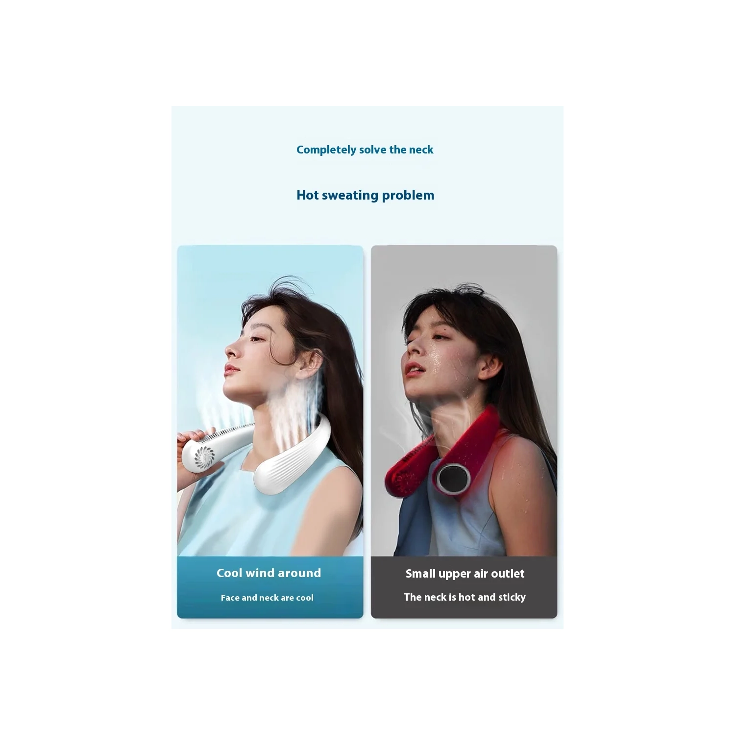 Universal Neck Fan Bladeless Foldable, Portable Personal Quiet Cooling Fan, Bladeless Camping Fan Neck Air Conditioner, Sports Small Cooler