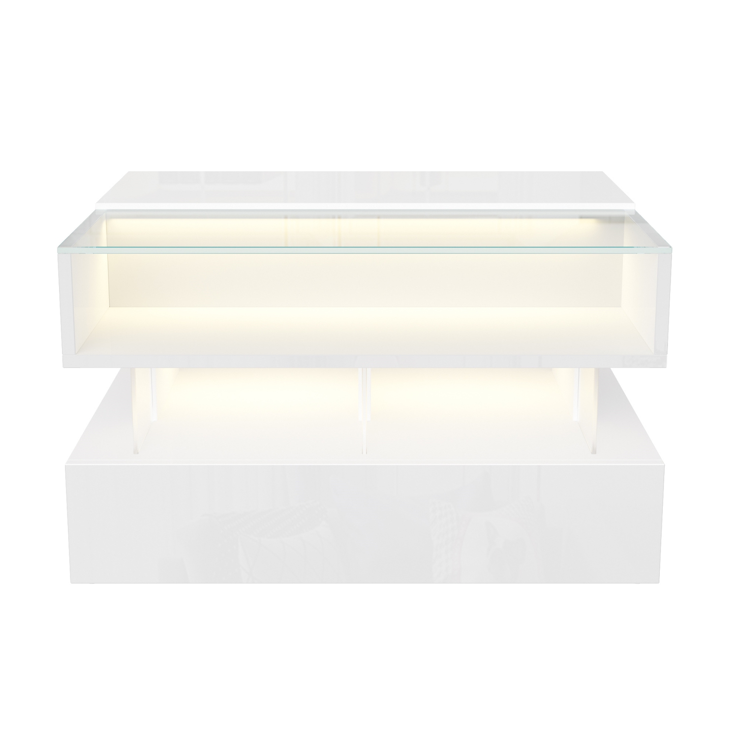 Tables de salon Homy Casa, table basse avec lampe LED, blanc