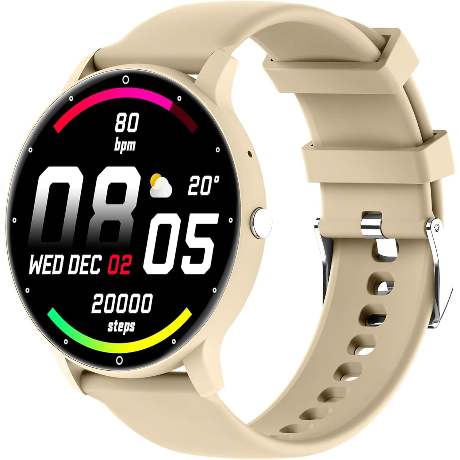 Montre intelligente de 1,28&nbsp;po pour hommes et femmes, modèle ultramince, moniteur d'activité, moniteur de santé, compatible avec Android iOS -